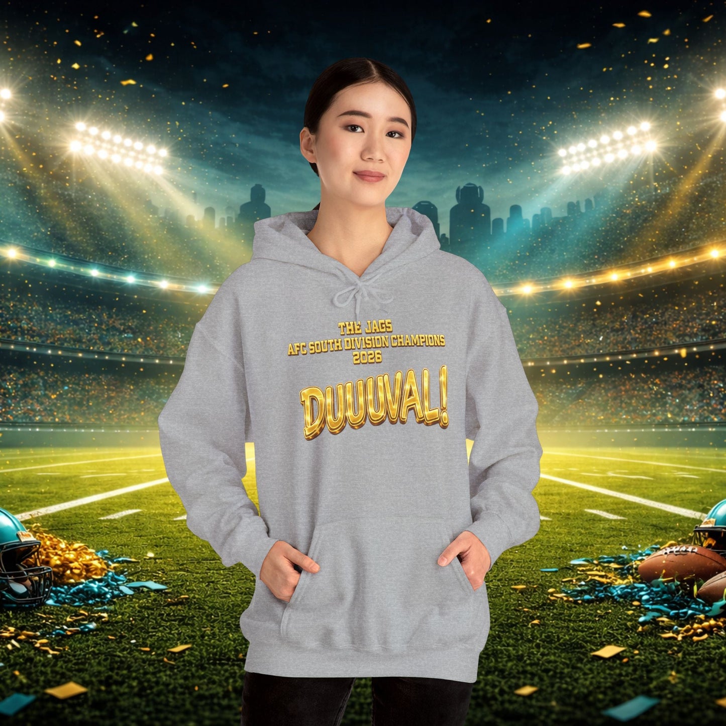 DUUUVAL Football Hoodie – "Locked In, Hunt Every Down" Team Pride Sweatshirt Printify