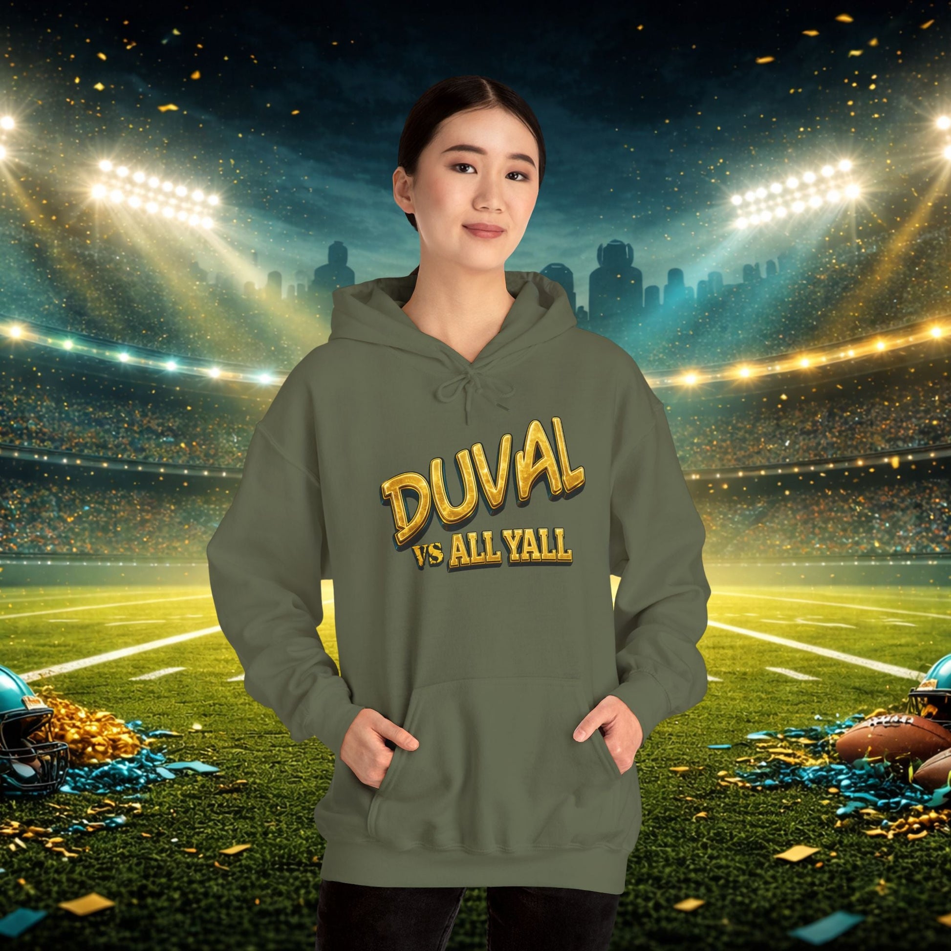 Duval vs All Y’all Hoodie — "Playoff Mode: Locked In" Football Fan Sweatshirt Printify
