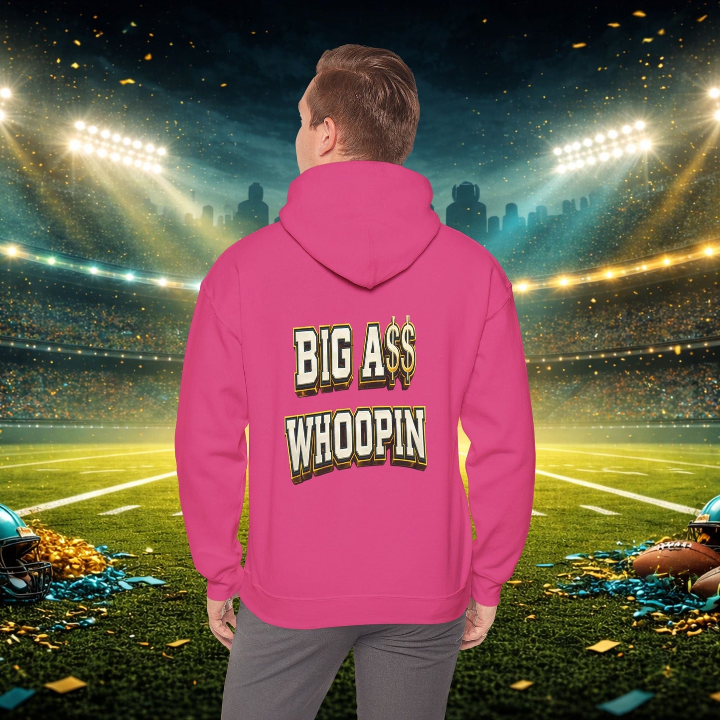 Big A Whoopin Hoodie — "Just a Small Market Team" Football Fan Sweatshirt Printify
