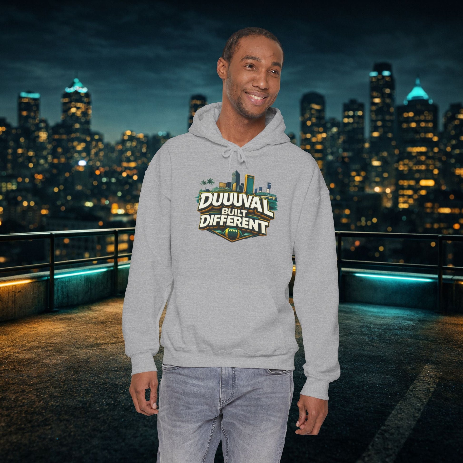 Duuuval Built Different / Defend The Bank Hoodie — Jacksonville Pride Graphic Hoodie Printify