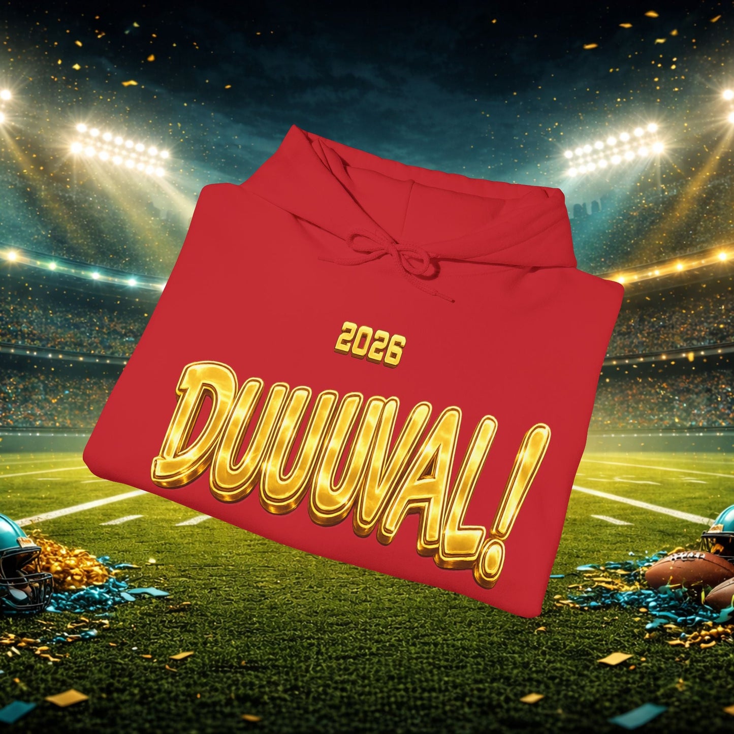 DUUUVAL Football Hoodie – "Locked In, Hunt Every Down" Team Pride Sweatshirt Printify