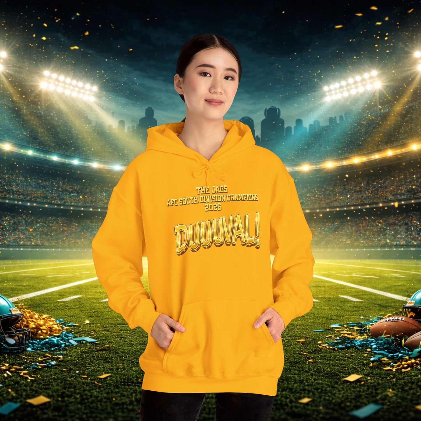 DUUUVAL Football Hoodie – "Locked In, Hunt Every Down" Team Pride Sweatshirt Printify