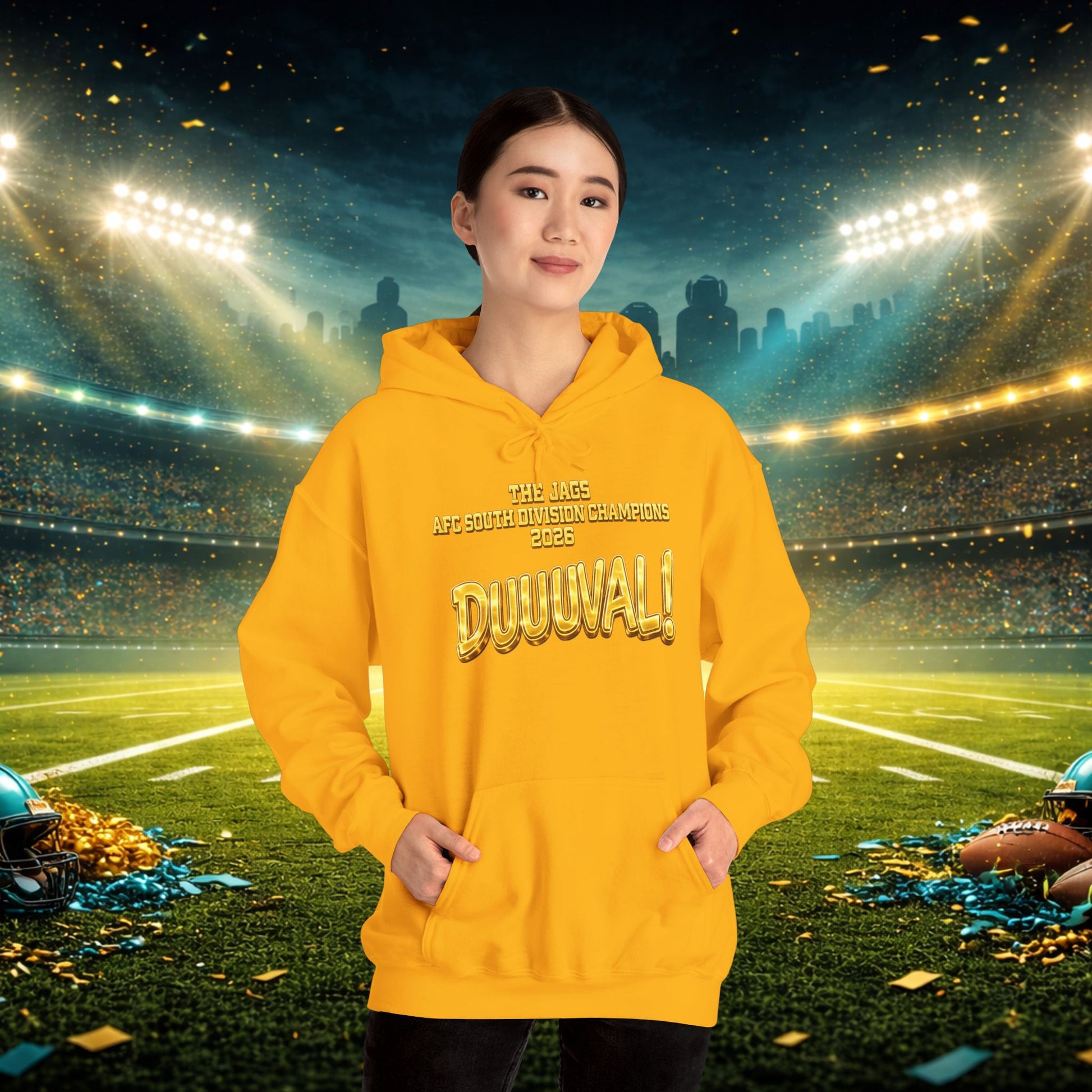 DUUUVAL Football Hoodie – "Locked In, Hunt Every Down" Team Pride Sweatshirt Printify