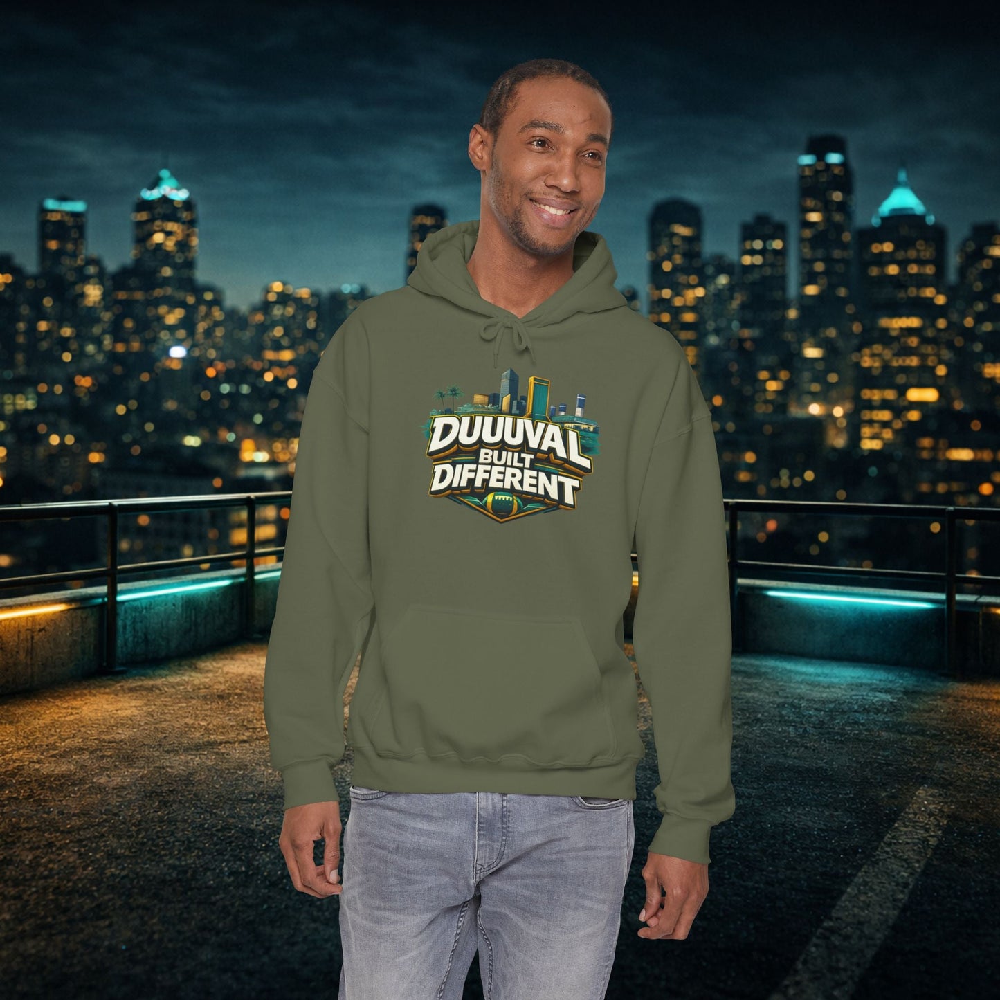 Duuuval Built Different / Defend The Bank Hoodie — Jacksonville Pride Graphic Hoodie Printify