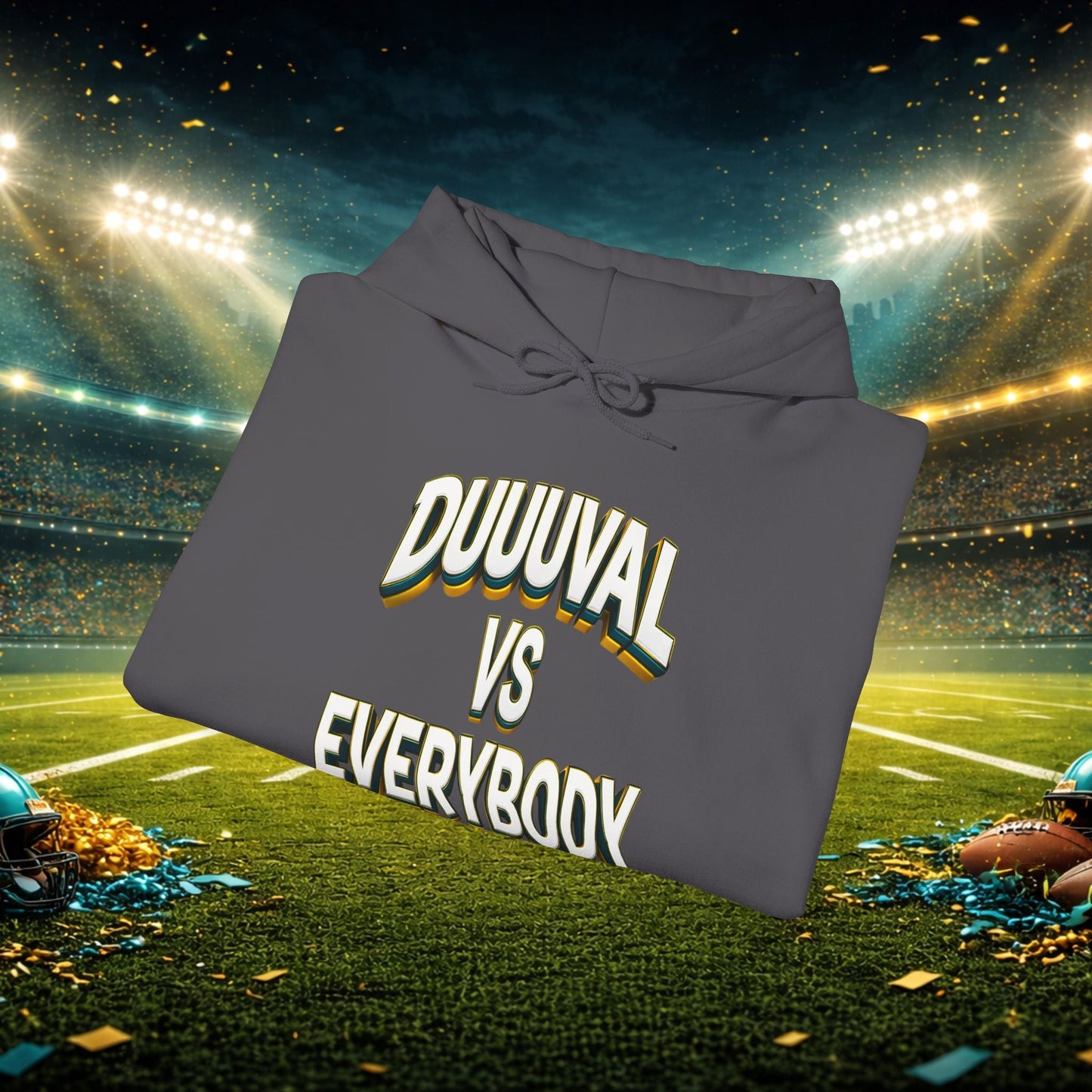 Defend The Bank Hoodie — "DUUUVAL vs EVERYBODY" Jacksonville Streetwear Hoodie Printify