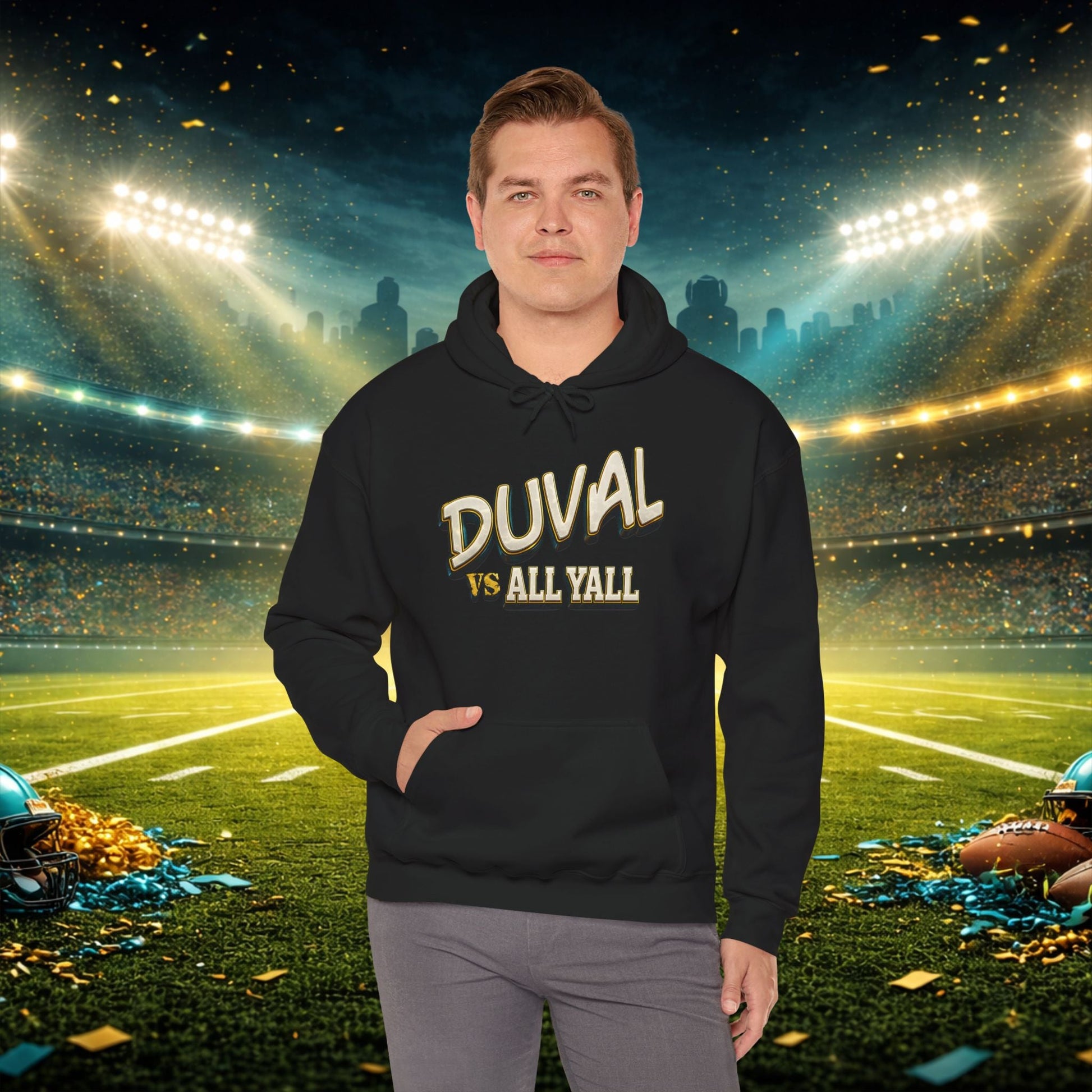 Duval vs All Y’all Hoodie — "Playoff Mode: Locked In" Football Fan Sweatshirt Printify
