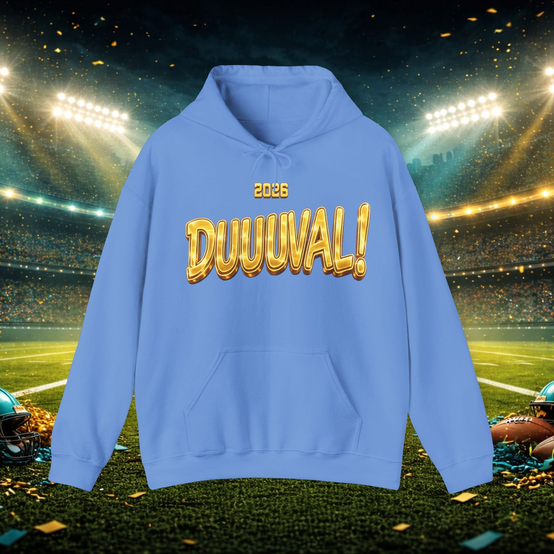 DUUUVAL Football Hoodie – "Locked In, Hunt Every Down" Team Pride Sweatshirt Printify