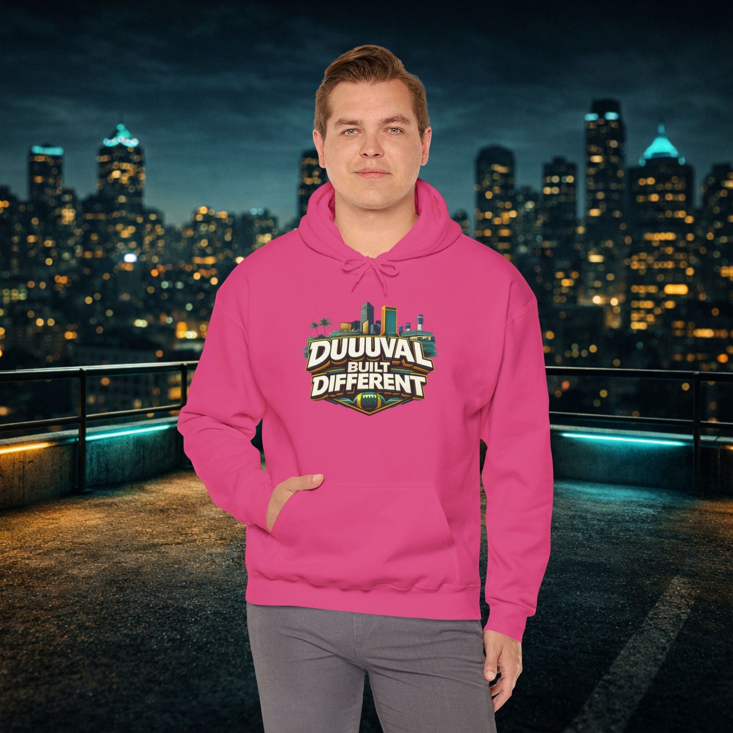Duuuval Built Different / Defend The Bank Hoodie — Jacksonville Pride Graphic Hoodie Printify