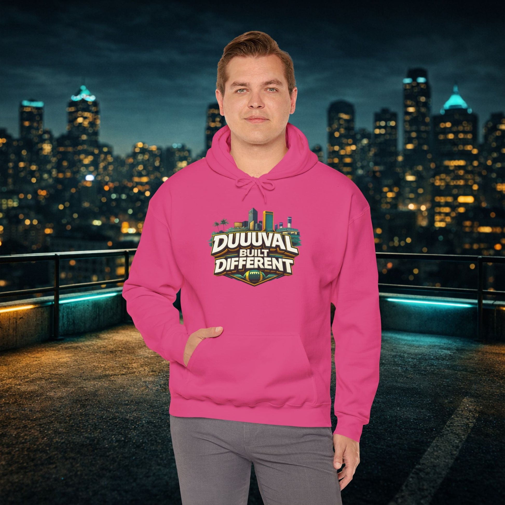 Duuuval Built Different / Defend The Bank Hoodie — Jacksonville Pride Graphic Hoodie Printify