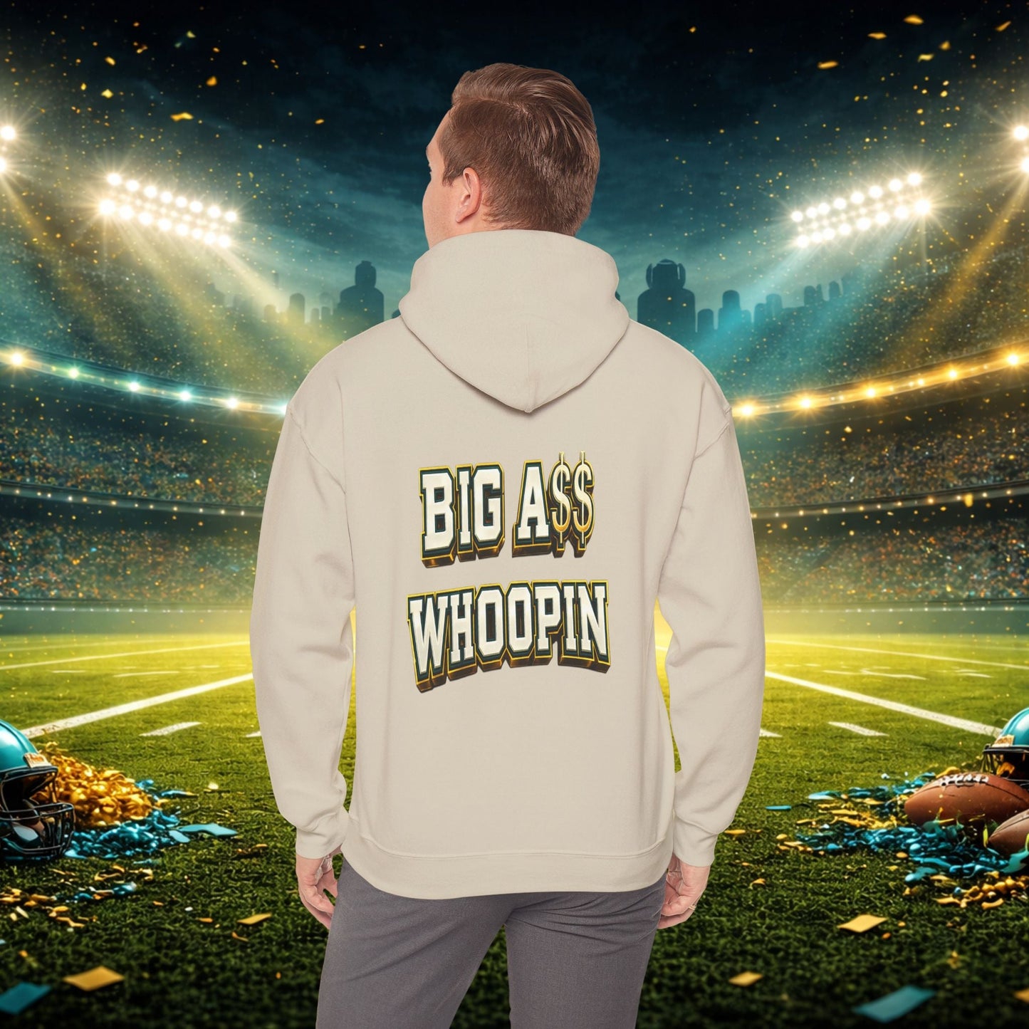 Big A Whoopin Hoodie — "Just a Small Market Team" Football Fan Sweatshirt Printify