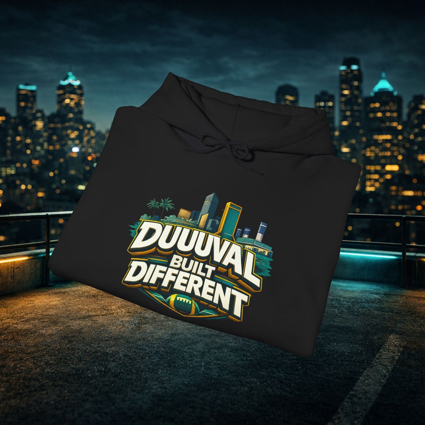 Duuuval Built Different / Defend The Bank Hoodie — Jacksonville Pride Graphic Hoodie Printify