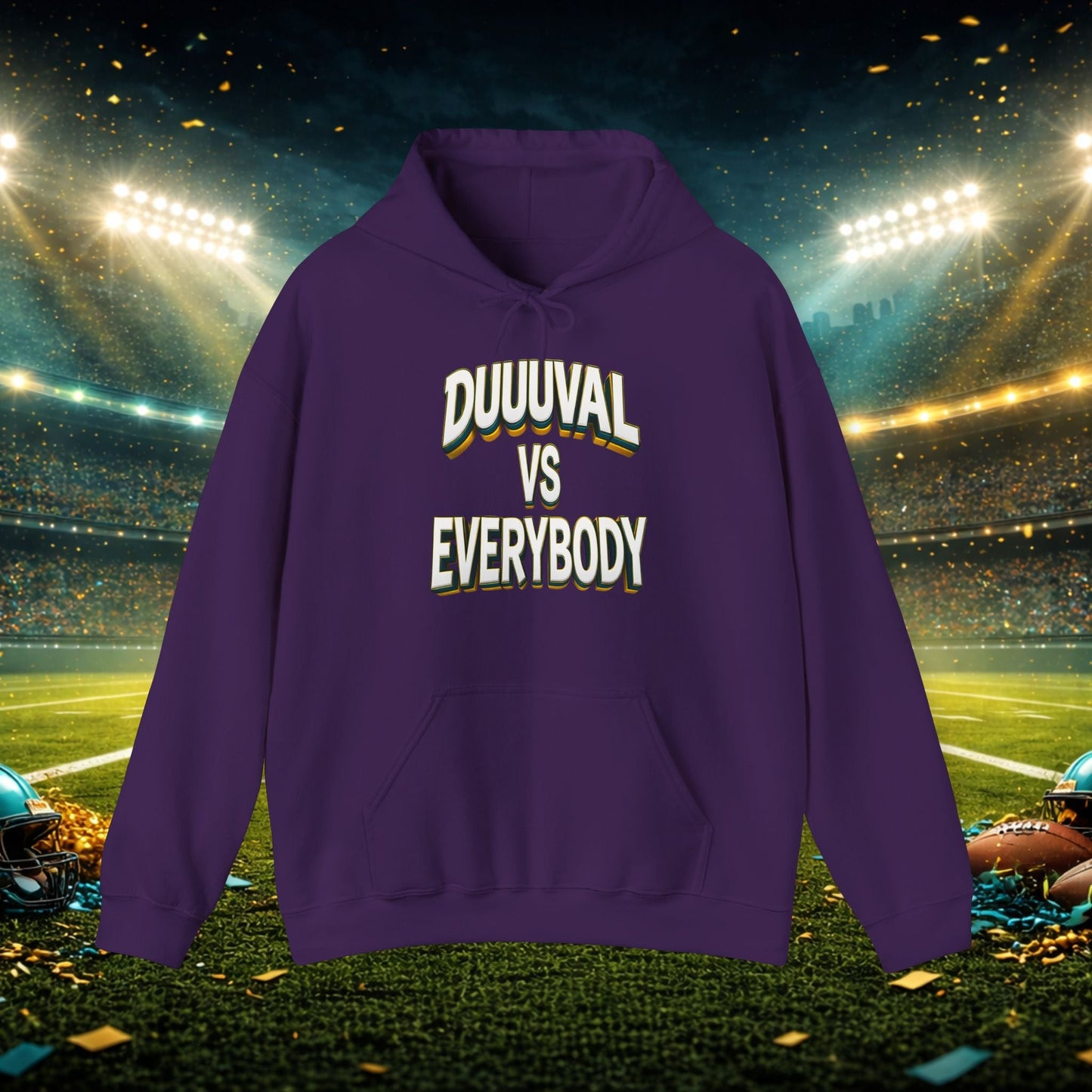 Defend The Bank Hoodie — "DUUUVAL vs EVERYBODY" Jacksonville Streetwear Hoodie Printify