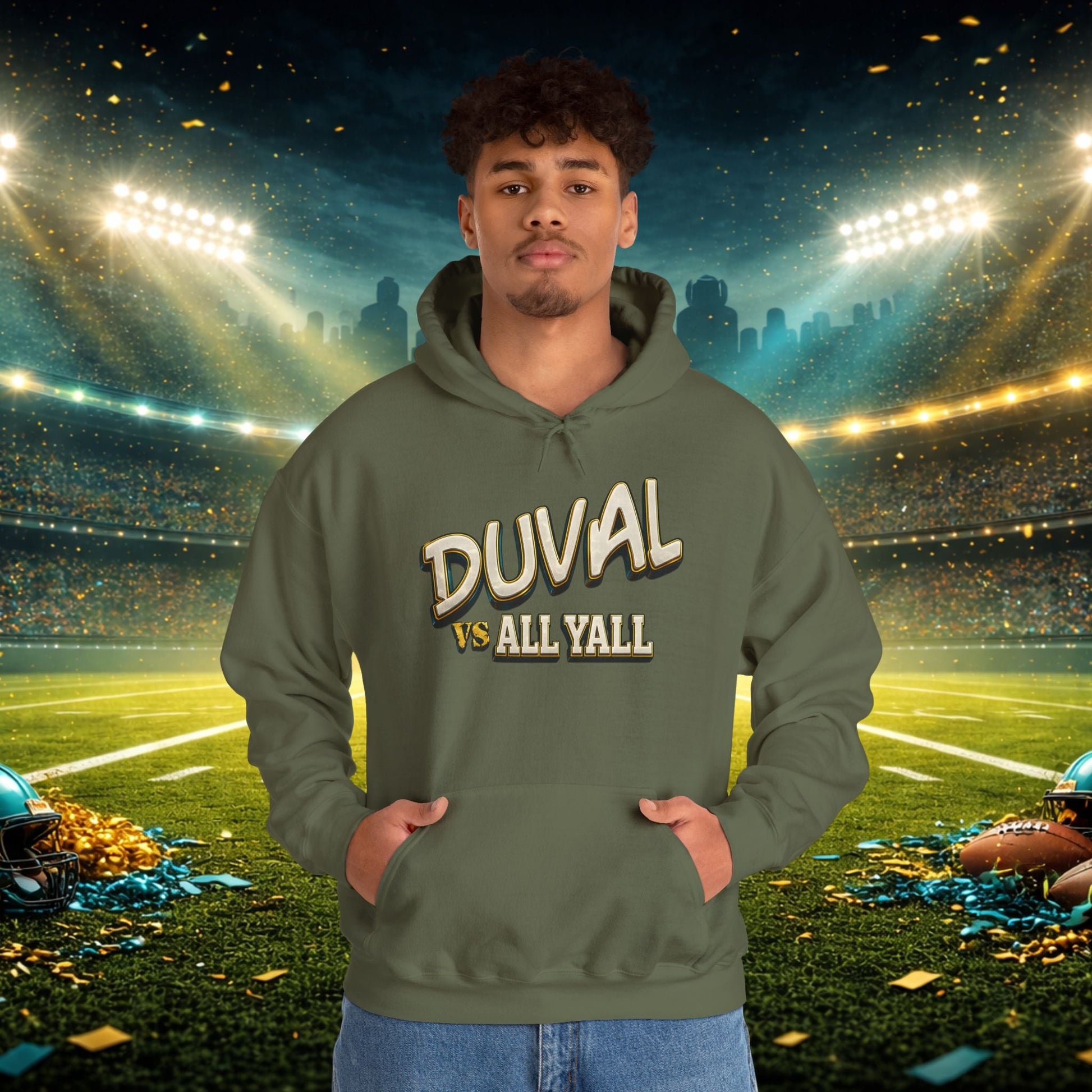Duval vs All Y’all Hoodie — "Playoff Mode: Locked In" Football Fan Sweatshirt Printify
