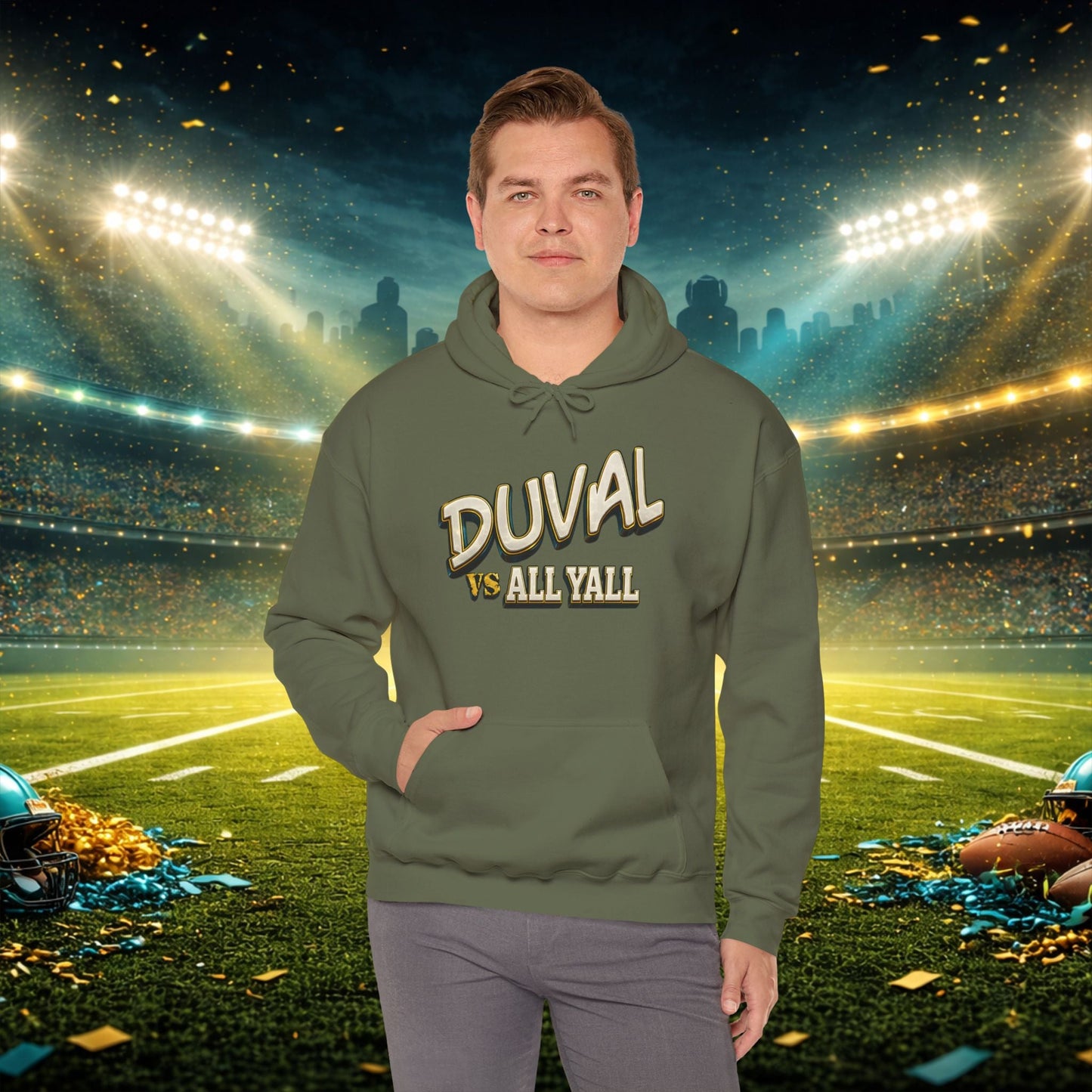 Duval vs All Y’all Hoodie — "Playoff Mode: Locked In" Football Fan Sweatshirt Printify