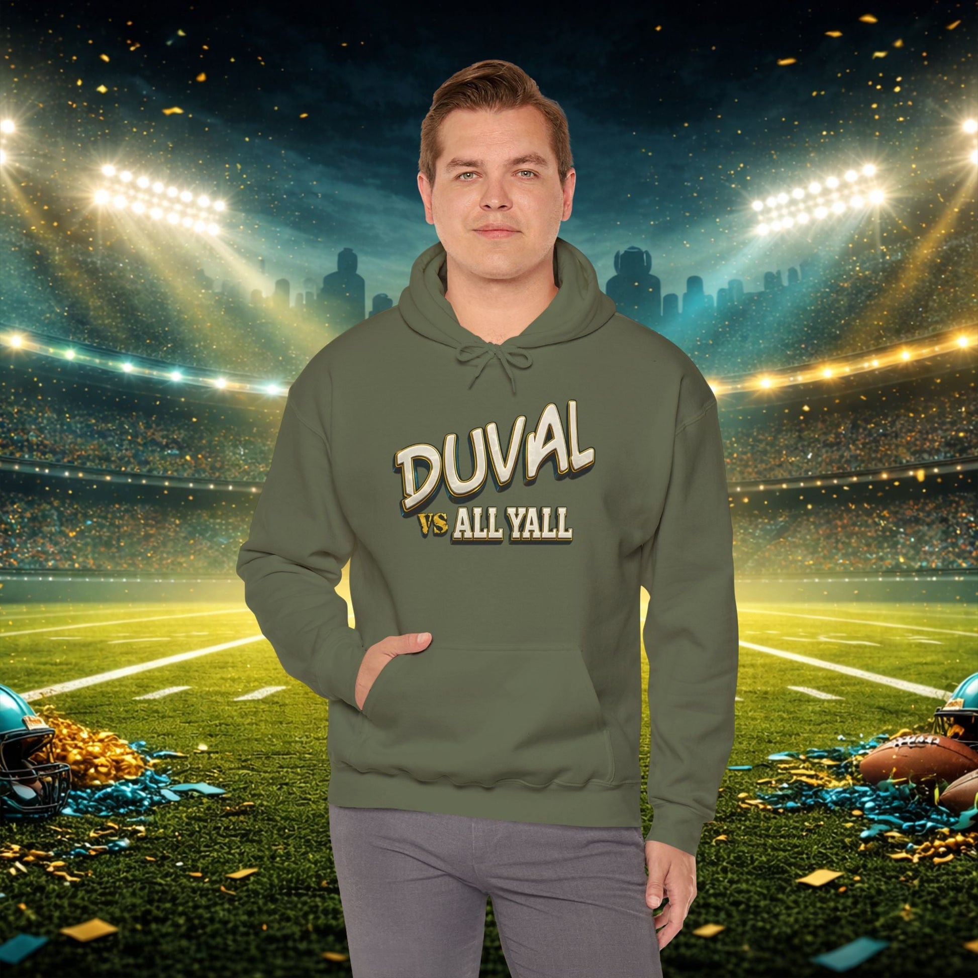 Duval vs All Y’all Hoodie — "Playoff Mode: Locked In" Football Fan Sweatshirt Printify