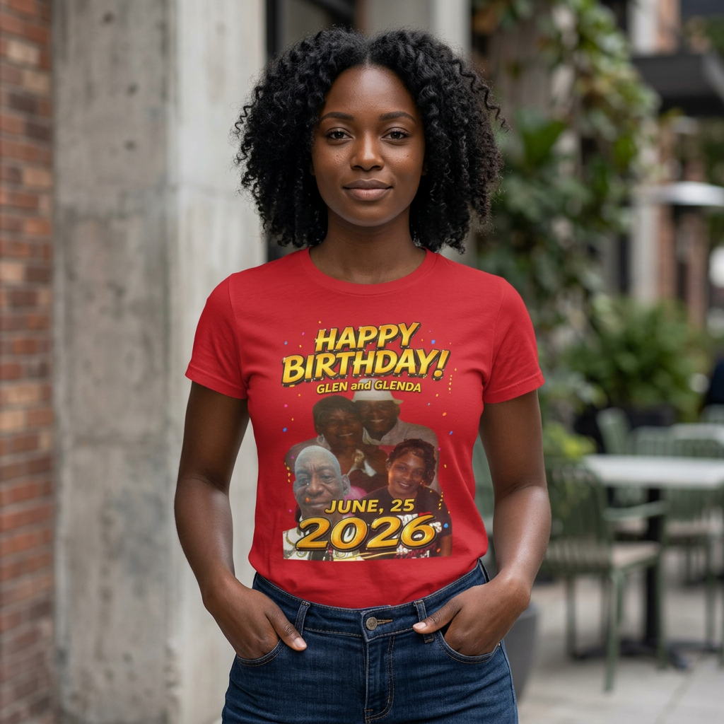 Birthday Tee — "Happy Birthday GLEN & GLENDA”! June 25 2026" with Ecclesiastes 4:9–10 Back Printify