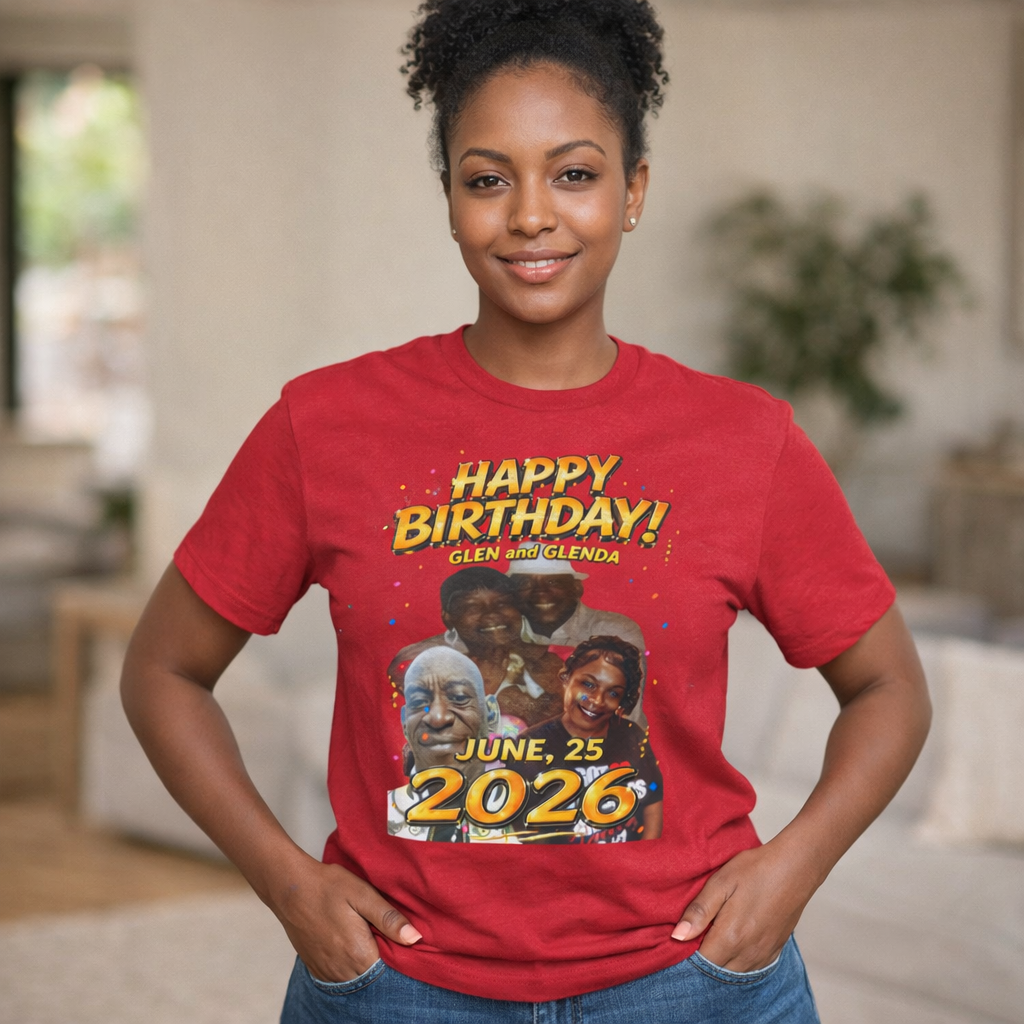 Birthday Tee — "Happy Birthday GLEN & GLENDA”! June 25 2026" with Ecclesiastes 4:9–10 Back Printify