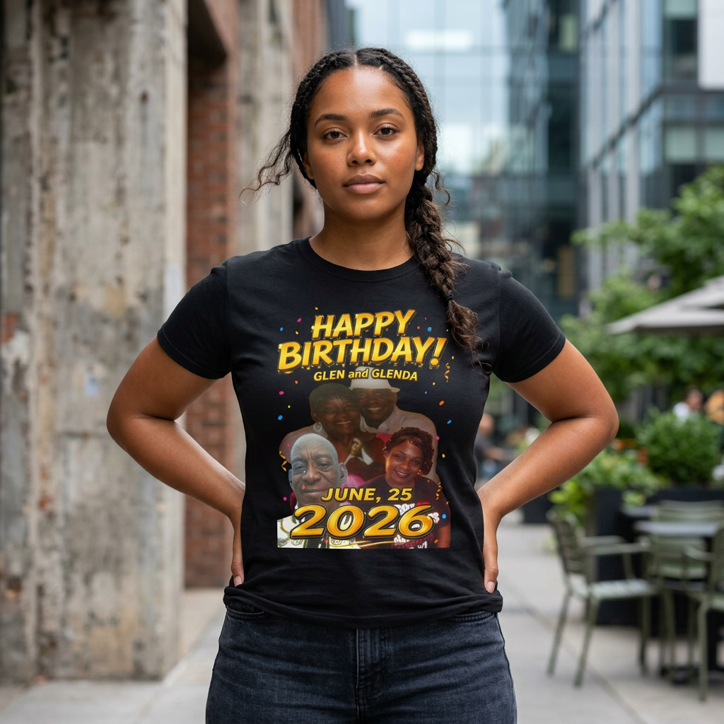 Birthday Tee — "Happy Birthday GLEN & GLENDA”! June 25 2026" with Ecclesiastes 4:9–10 Back Printify