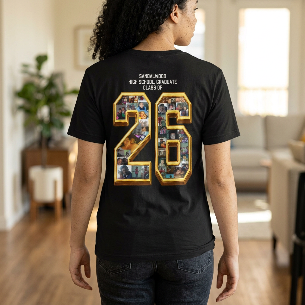Graduation Photo Tee — Personalized 'Congratulations Keandra' Senior 2026 Graduate Shirt Printify