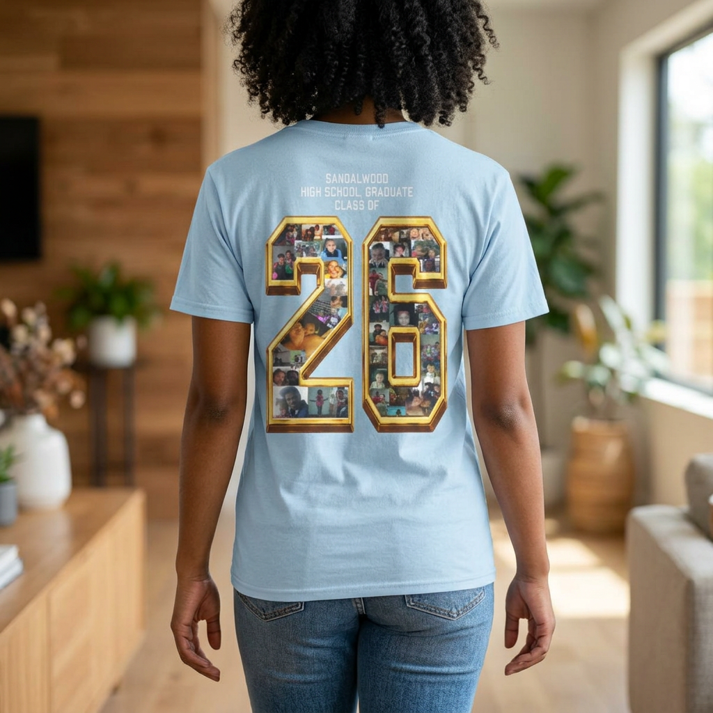 Graduation Photo Tee — Personalized 'Congratulations Keandra' Senior 2026 Graduate Shirt Printify