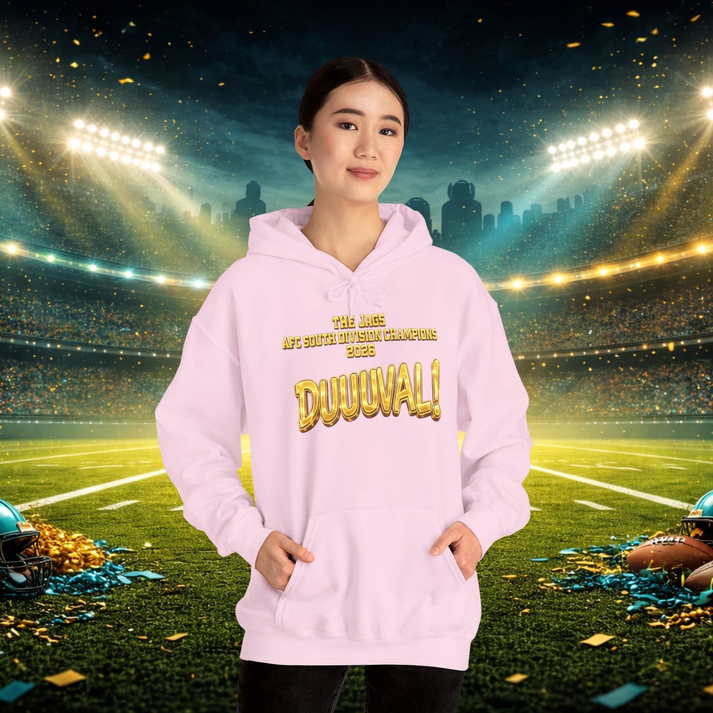 DUUUVAL Football Hoodie – "Locked In, Hunt Every Down" Team Pride Sweatshirt Printify