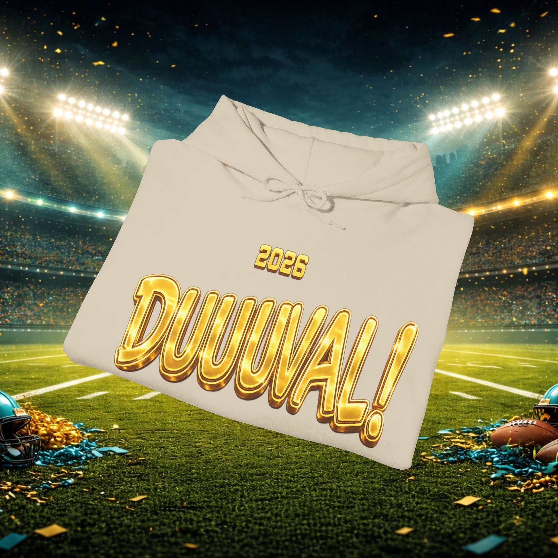DUUUVAL Football Hoodie – "Locked In, Hunt Every Down" Team Pride Sweatshirt Printify