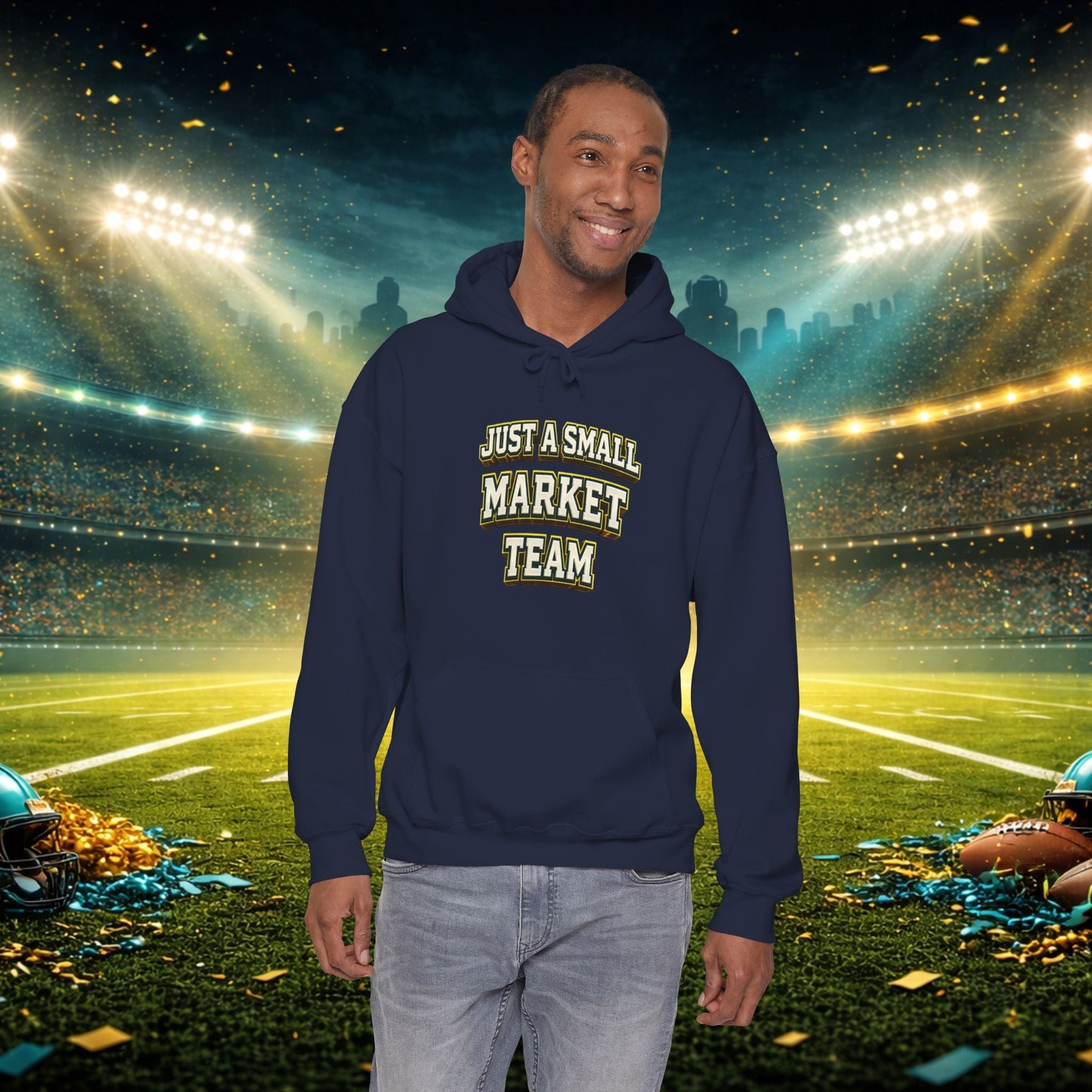 Big A Whoopin Hoodie — "Just a Small Market Team" Football Fan Sweatshirt Printify