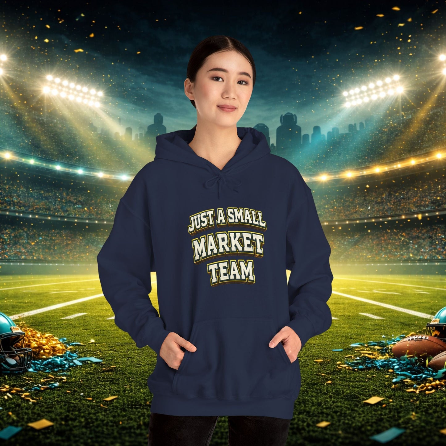 Big A Whoopin Hoodie — "Just a Small Market Team" Football Fan Sweatshirt Printify