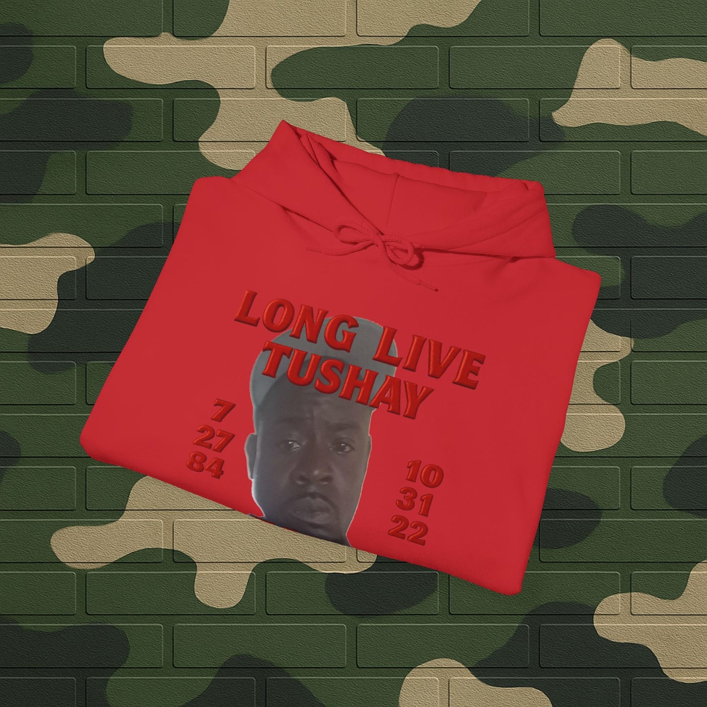 Hoodie — "Long Live Tushay" Memorial Hoodie with Lord's Prayer Back Printify