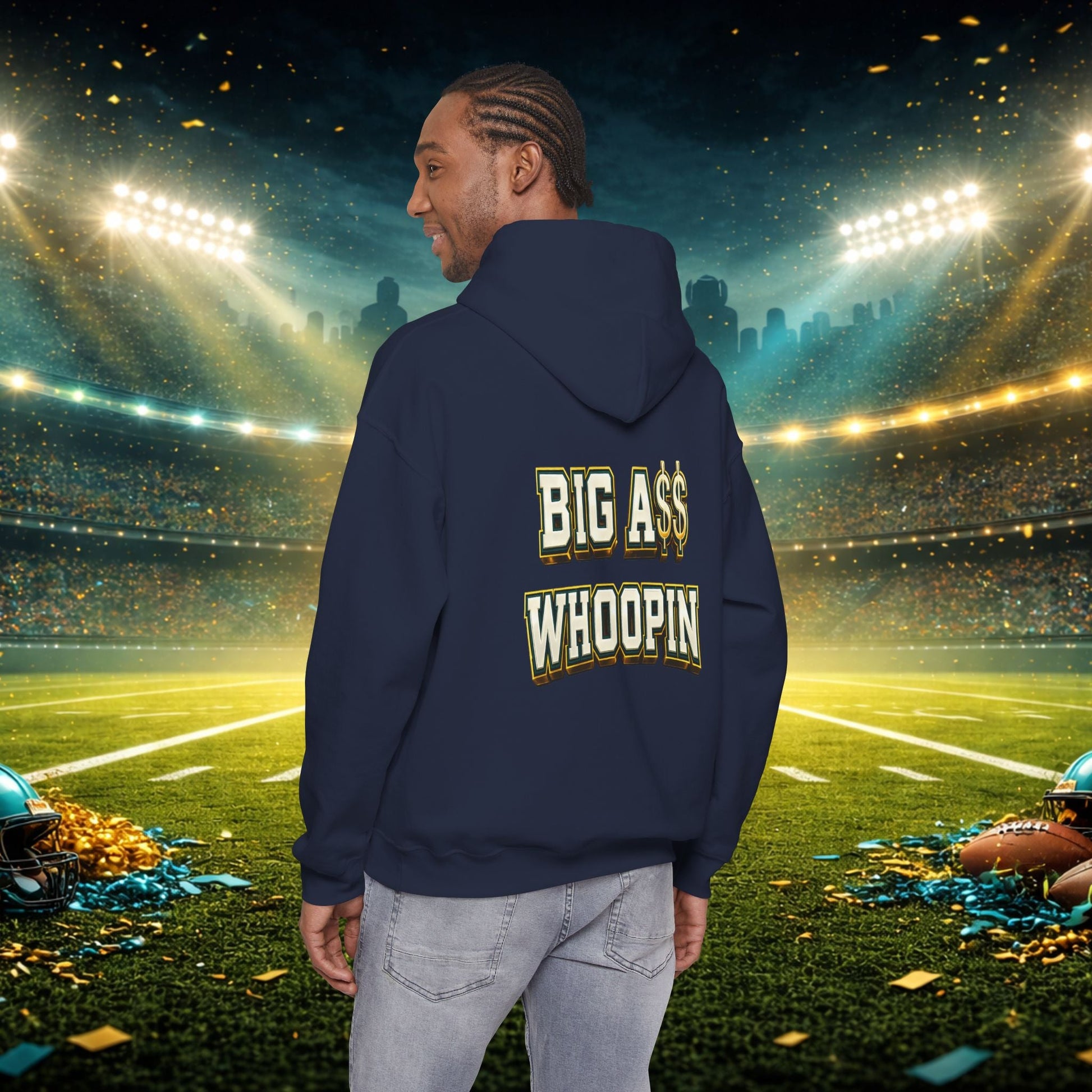 Big A Whoopin Hoodie — "Just a Small Market Team" Football Fan Sweatshirt Printify