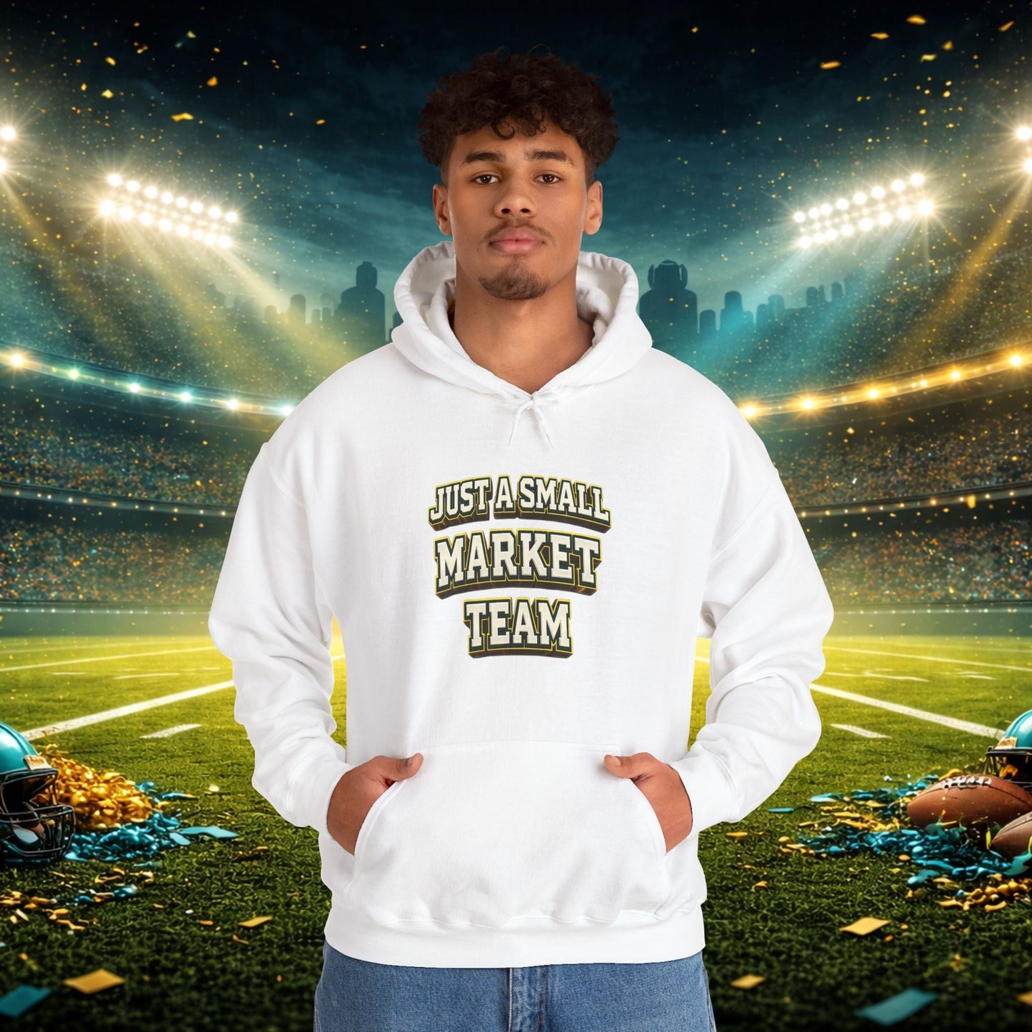 Big A Whoopin Hoodie — "Just a Small Market Team" Football Fan Sweatshirt Printify