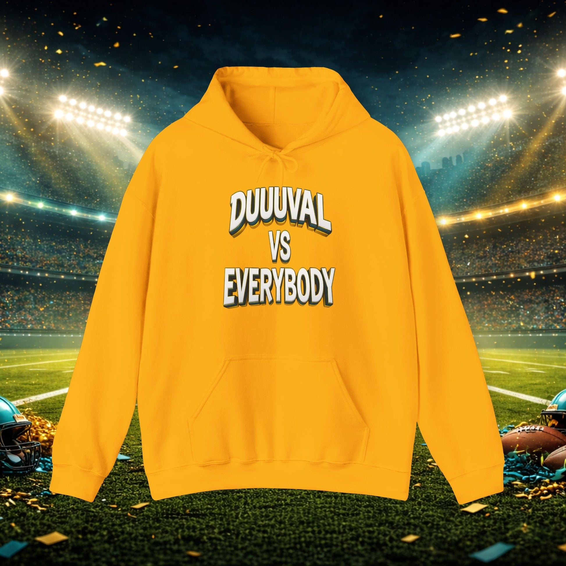 Defend The Bank Hoodie — "DUUUVAL vs EVERYBODY" Jacksonville Streetwear Hoodie Printify