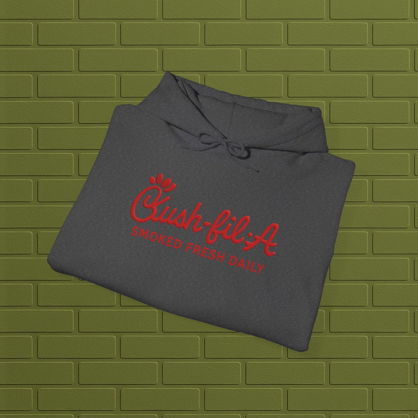 Cush-fil-A Chill Vibes Hoodie | Funny Cannabis Sweatshirt | Cozy Foodie Hoodie | Unisex Stoner Apparel | Gift for Weed Lovers