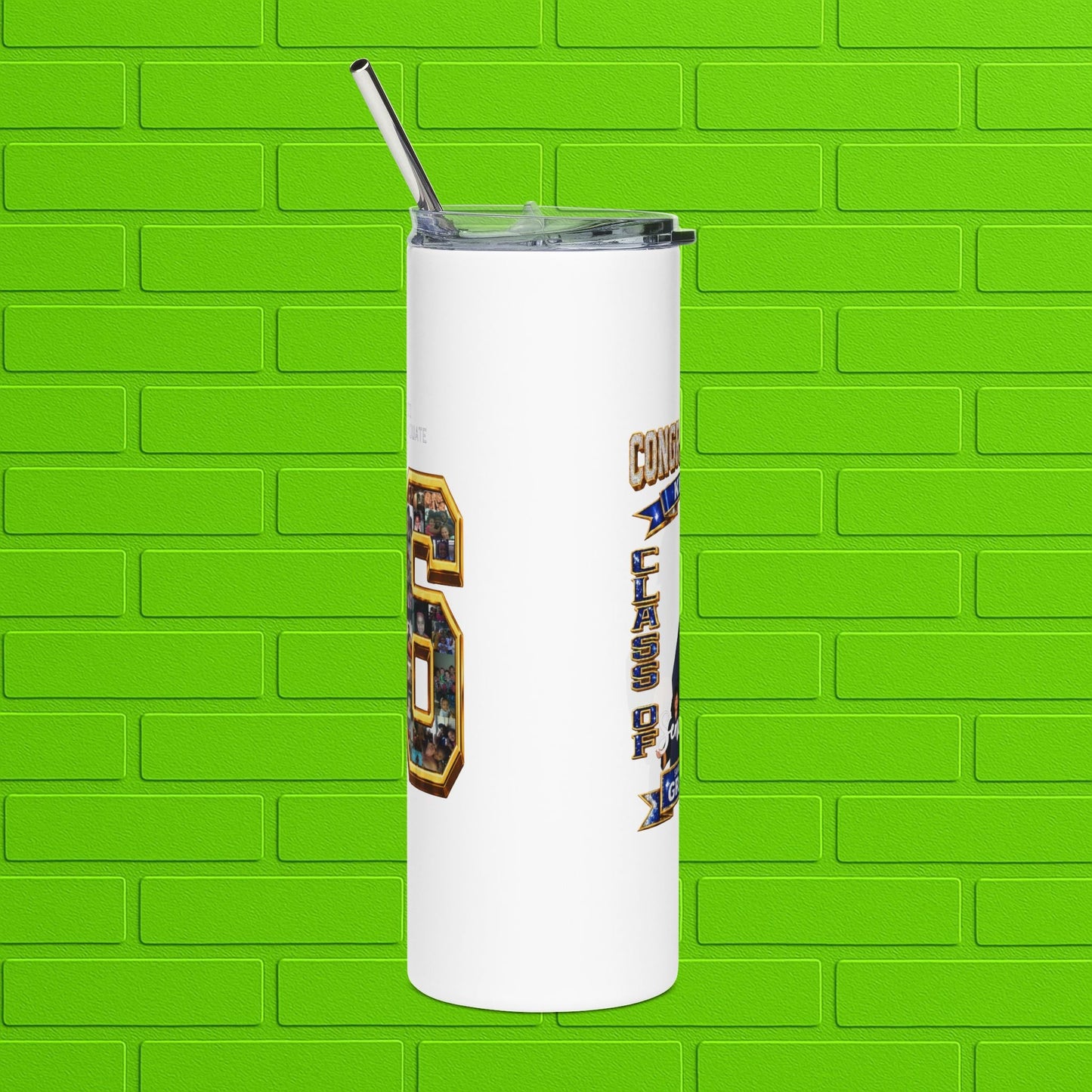Graduation Photo 20oz Stainless Tumbler — Personalized 'Congratulations Graduate' Printify
