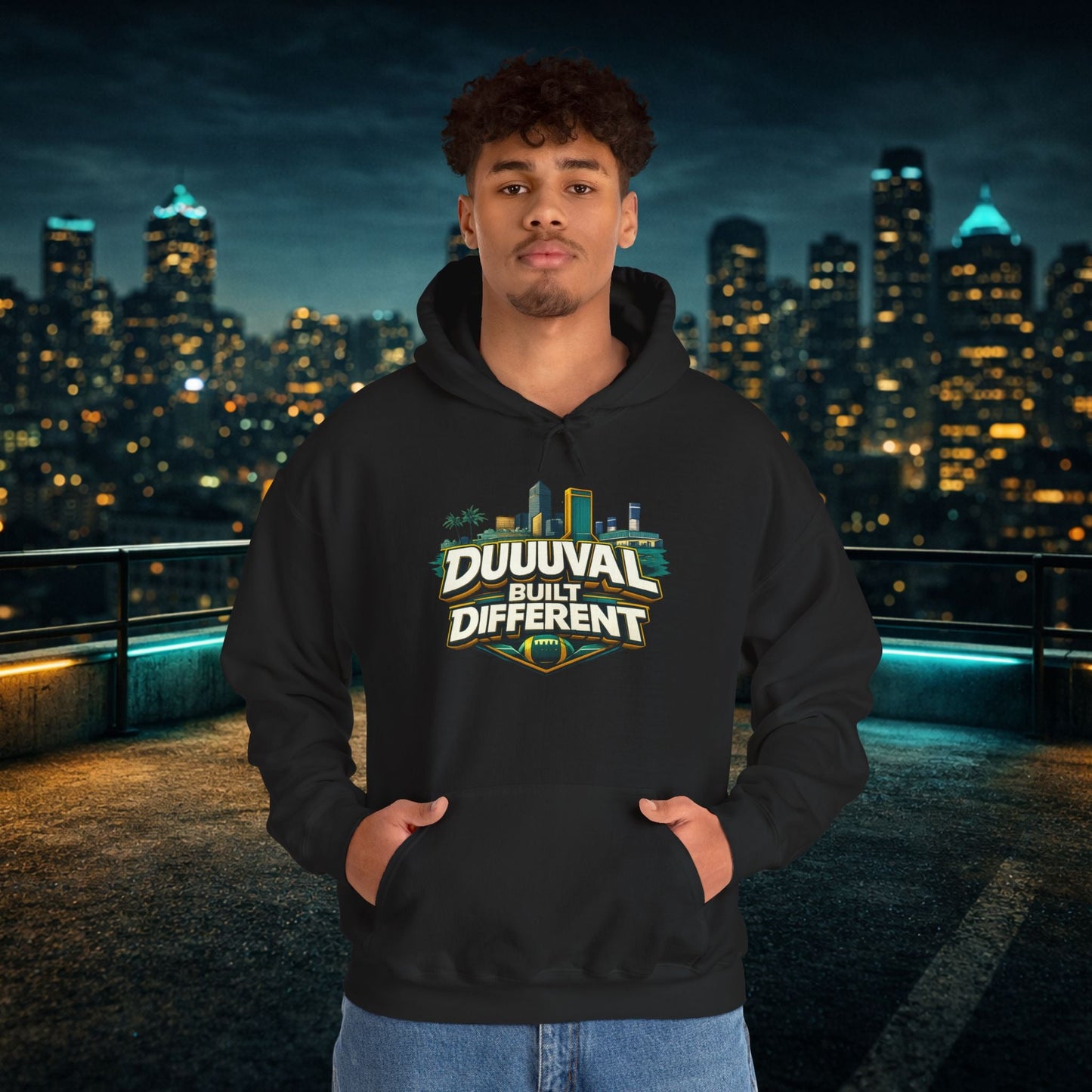 Duuuval Built Different / Defend The Bank Hoodie — Jacksonville Pride Graphic Hoodie Printify