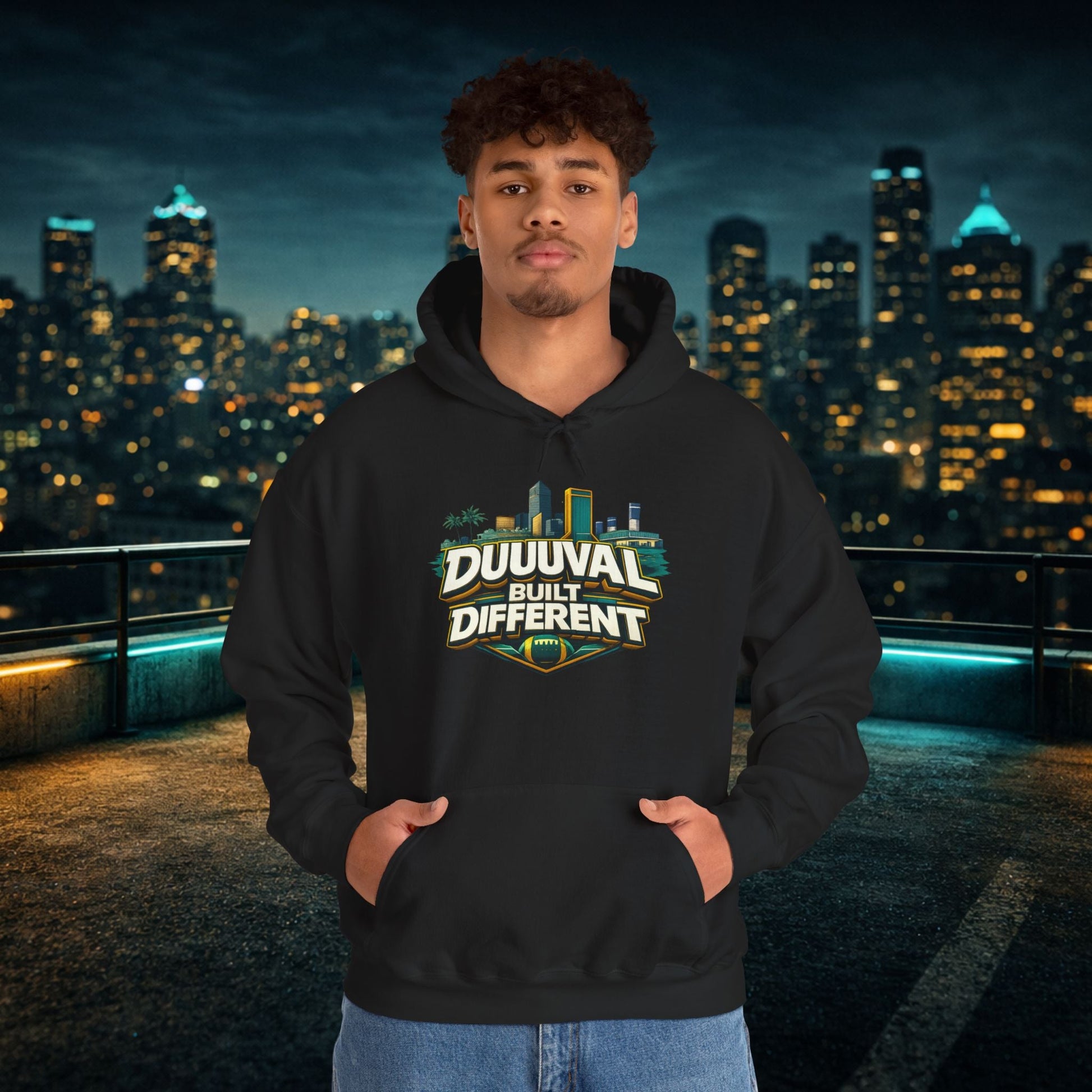 Duuuval Built Different / Defend The Bank Hoodie — Jacksonville Pride Graphic Hoodie Printify