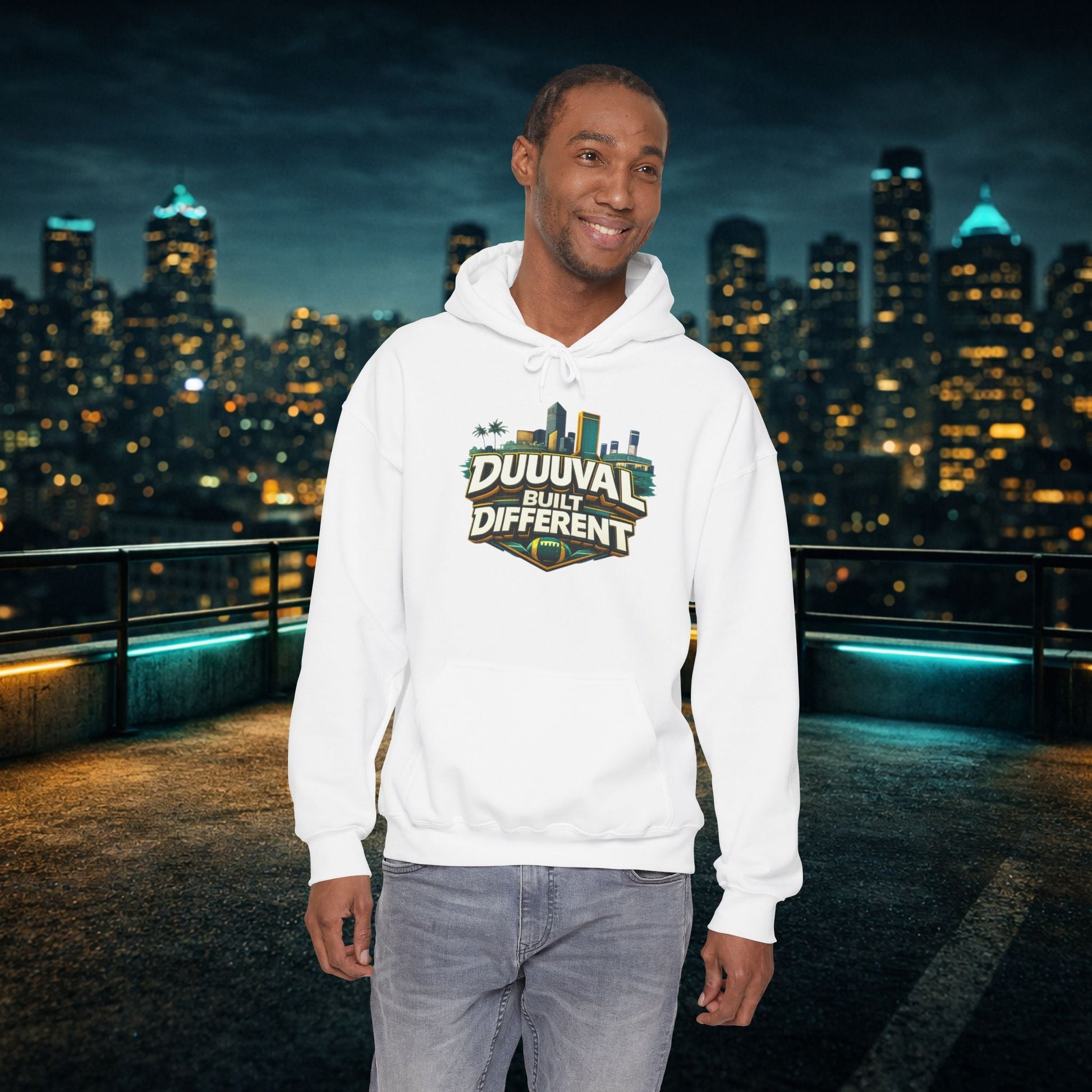 Duuuval Built Different / Defend The Bank Hoodie — Jacksonville Pride Graphic Hoodie Printify