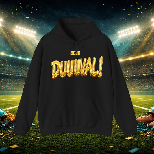 DUUUVAL Football Hoodie – "Locked In, Hunt Every Down" Team Pride Sweatshirt Printify