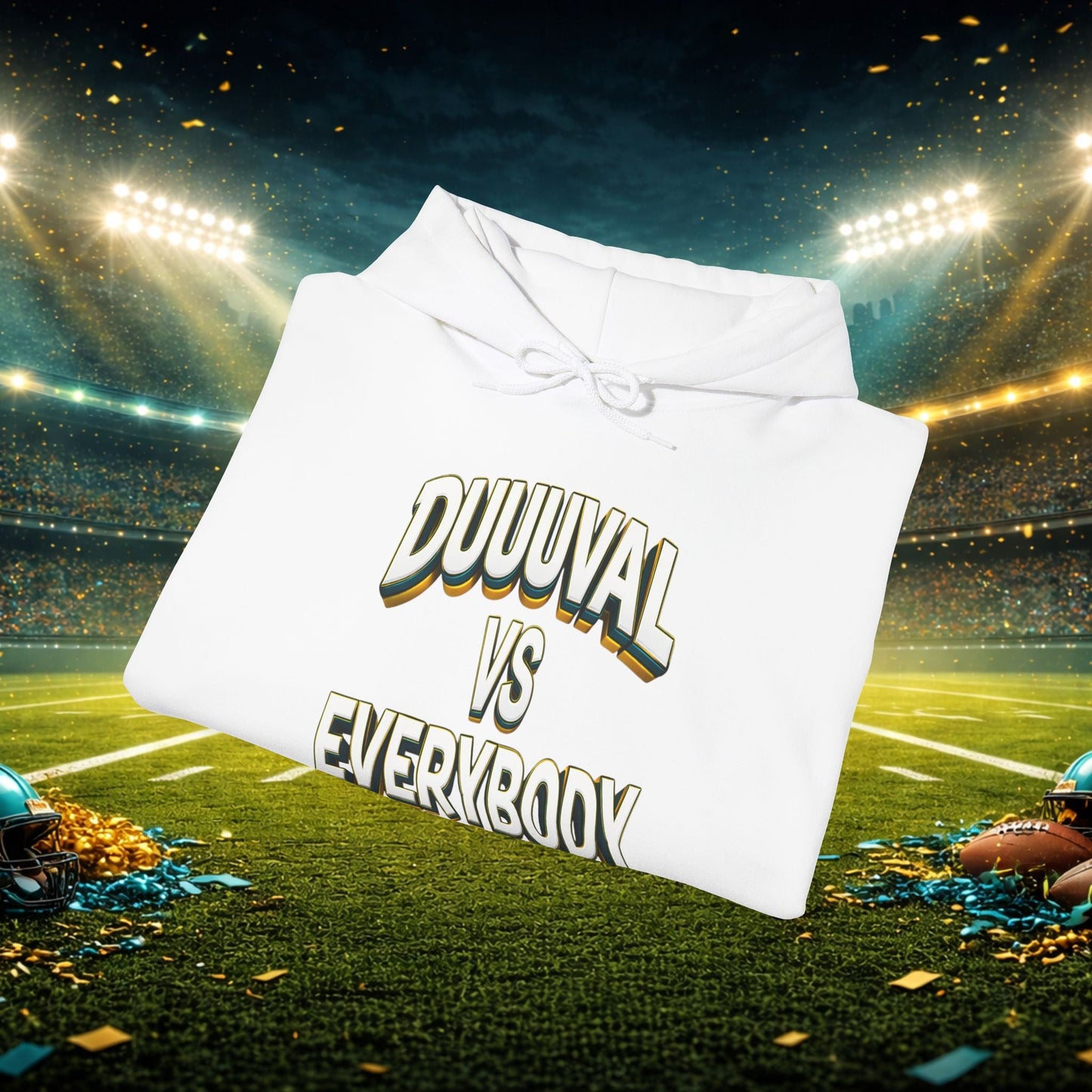 Defend The Bank Hoodie — "DUUUVAL vs EVERYBODY" Jacksonville Streetwear Hoodie Printify