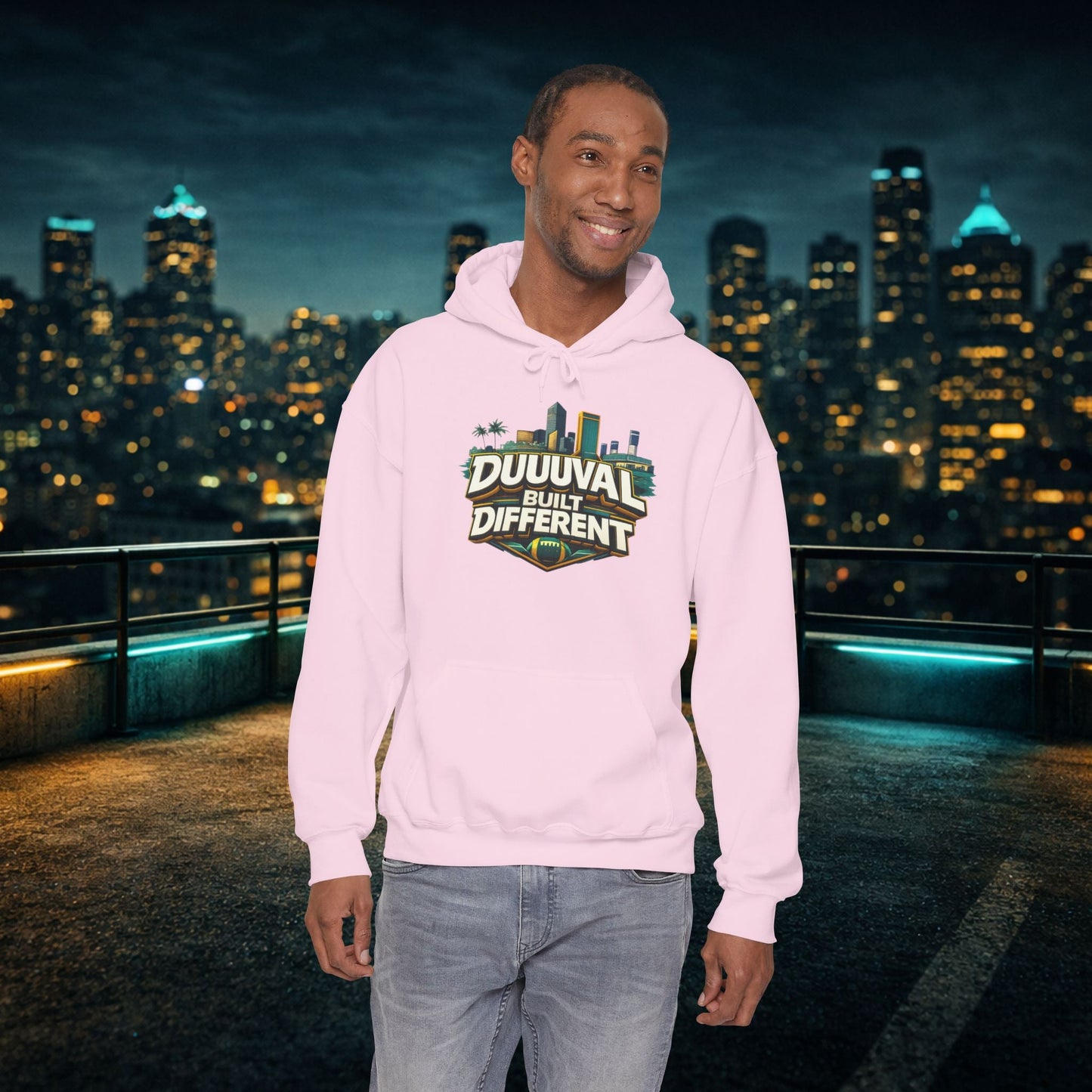 Duuuval Built Different / Defend The Bank Hoodie — Jacksonville Pride Graphic Hoodie Printify
