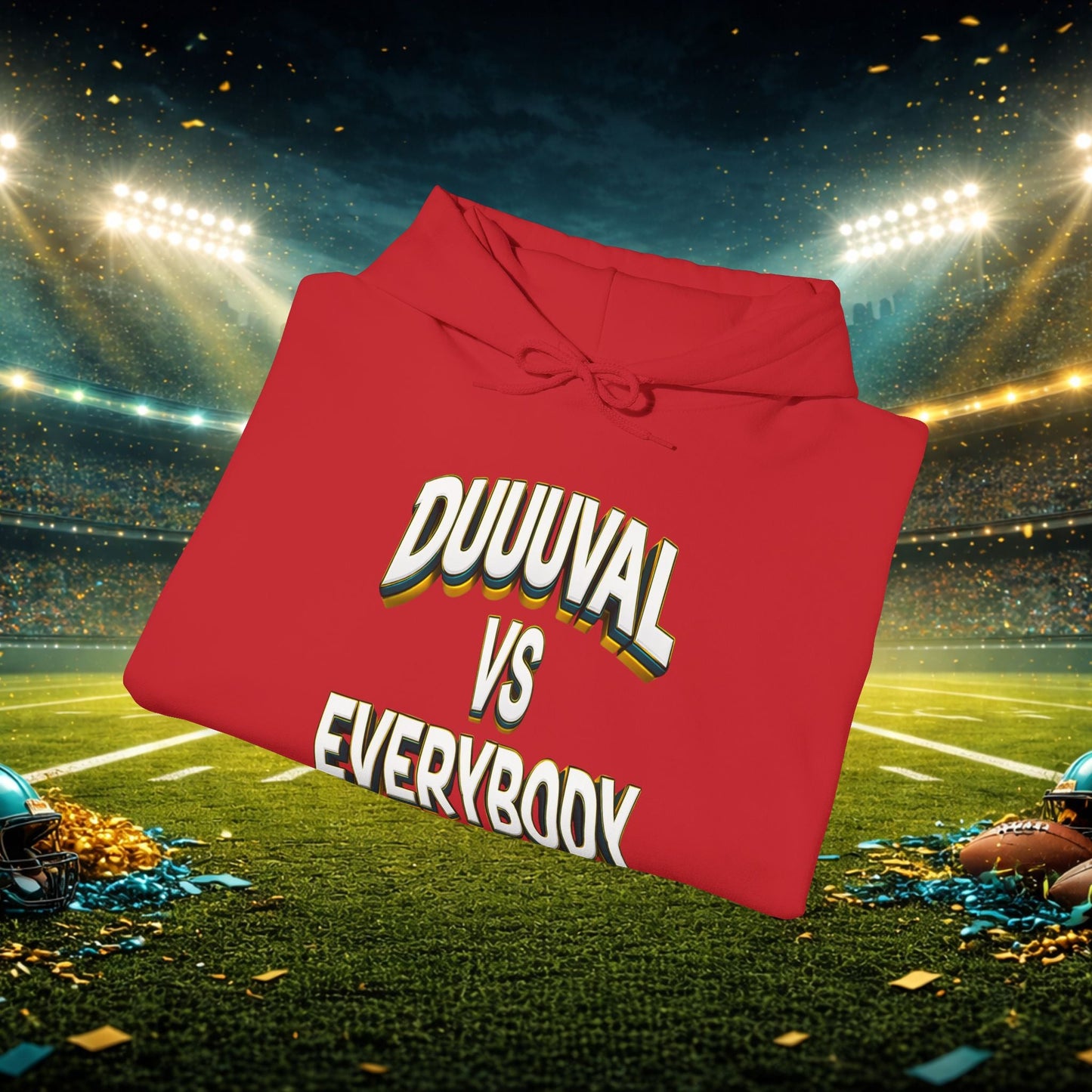 Defend The Bank Hoodie — "DUUUVAL vs EVERYBODY" Jacksonville Streetwear Hoodie Printify
