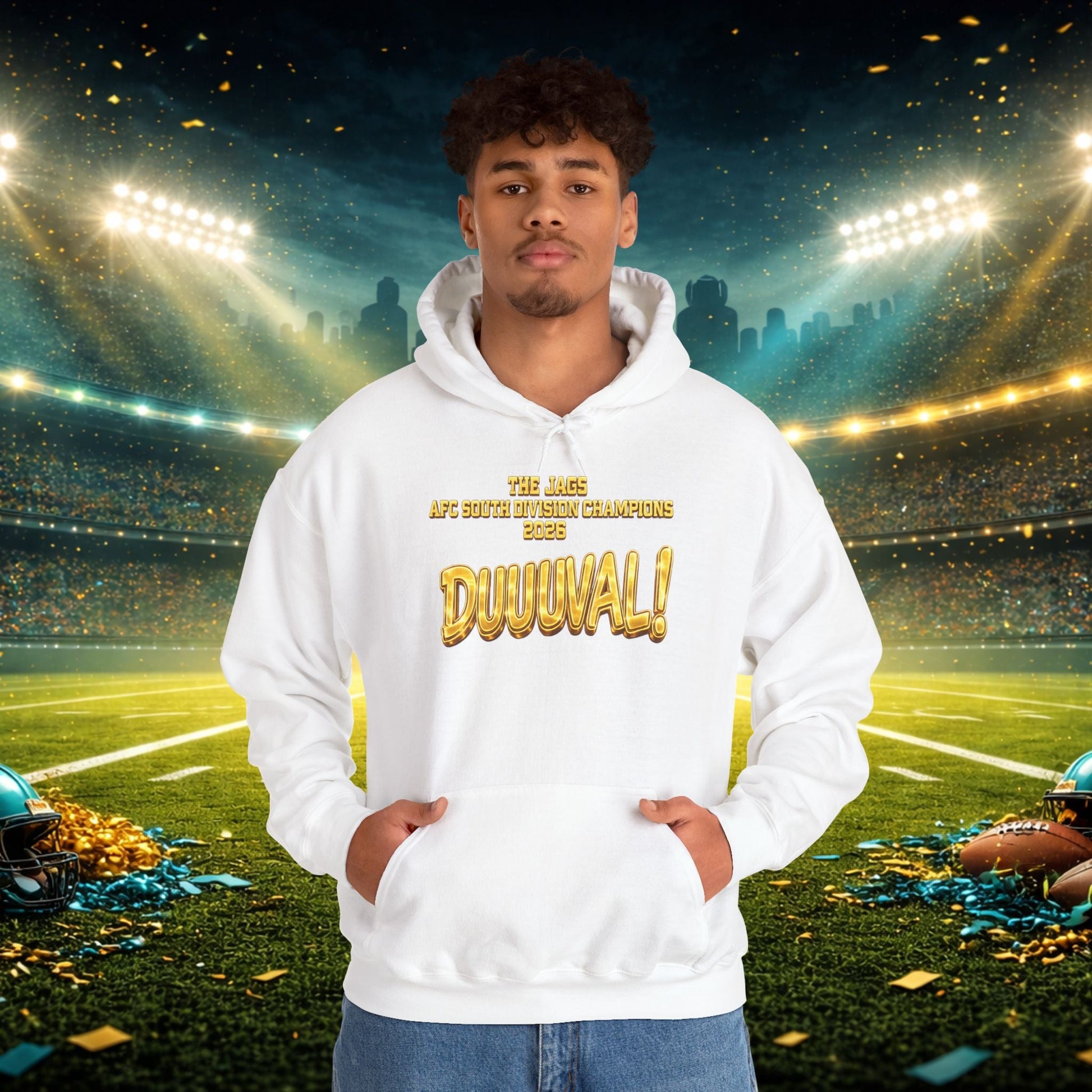 DUUUVAL Football Hoodie – "Locked In, Hunt Every Down" Team Pride Sweatshirt Printify