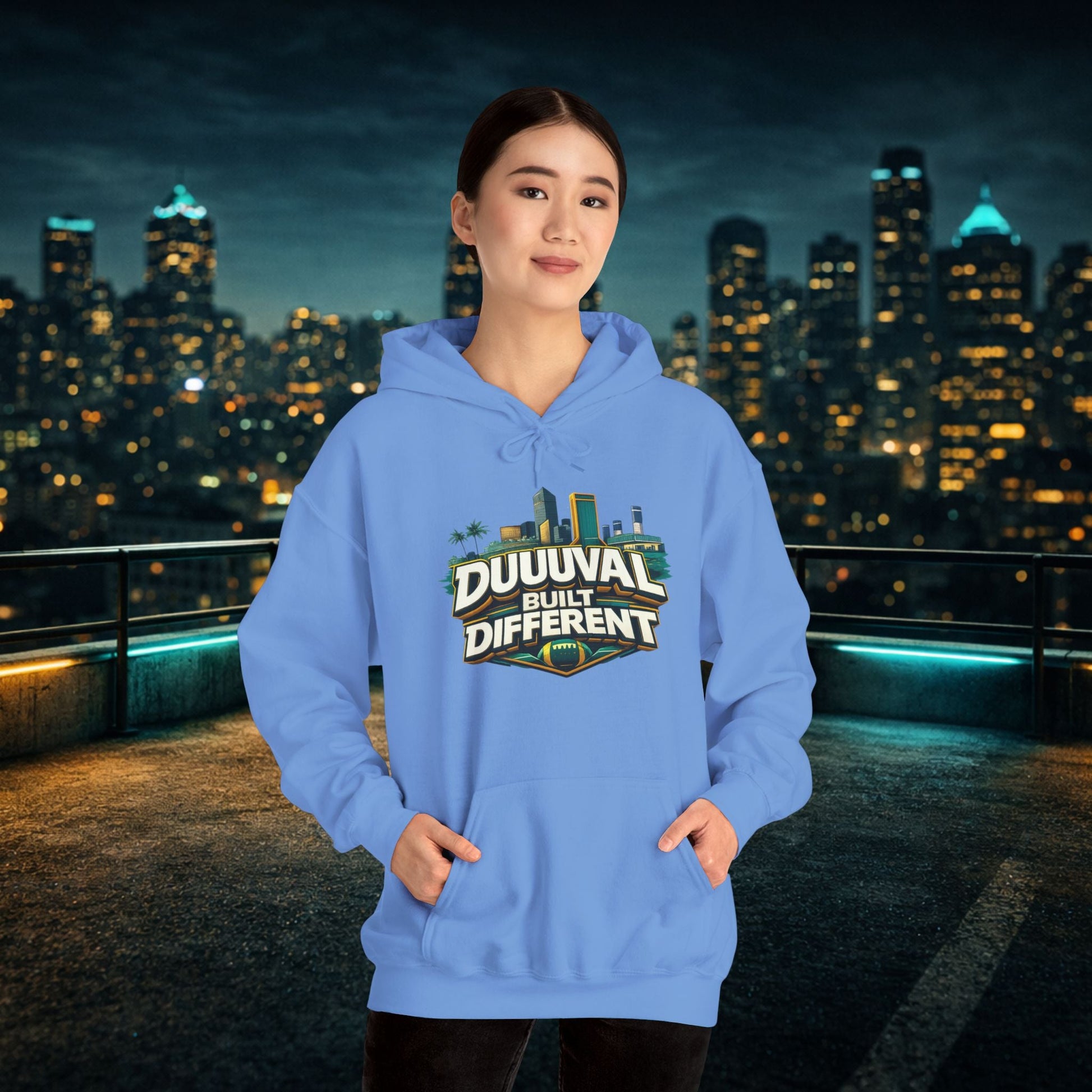 Duuuval Built Different / Defend The Bank Hoodie — Jacksonville Pride Graphic Hoodie Printify