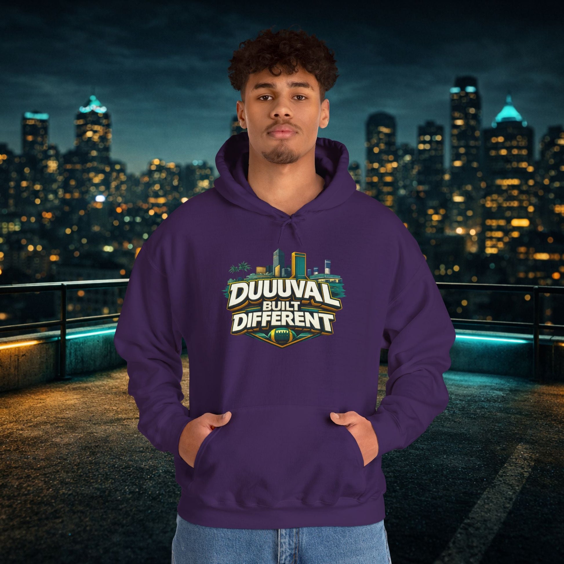 Duuuval Built Different / Defend The Bank Hoodie — Jacksonville Pride Graphic Hoodie Printify