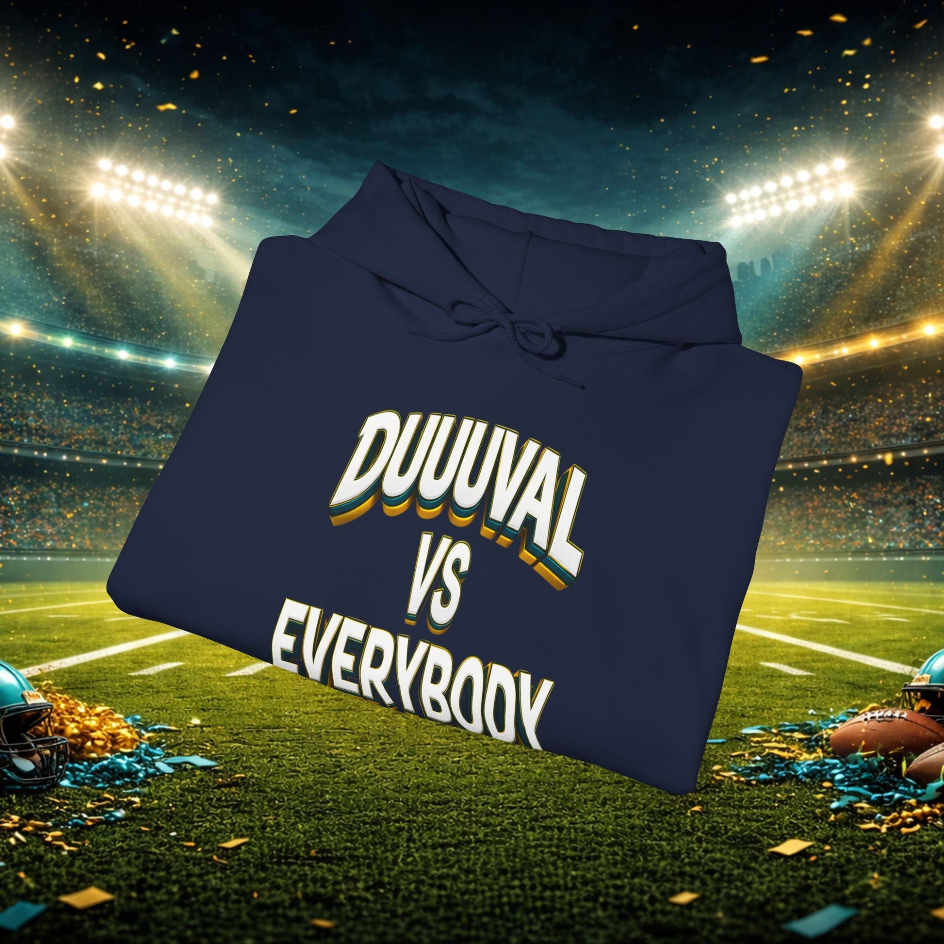 Defend The Bank Hoodie — "DUUUVAL vs EVERYBODY" Jacksonville Streetwear Hoodie Printify