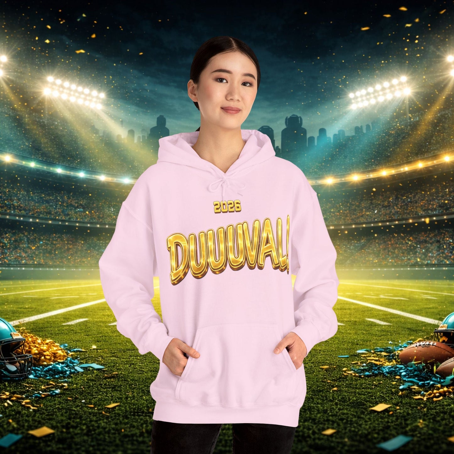 DUUUVAL Football Hoodie – "Locked In, Hunt Every Down" Team Pride Sweatshirt Printify