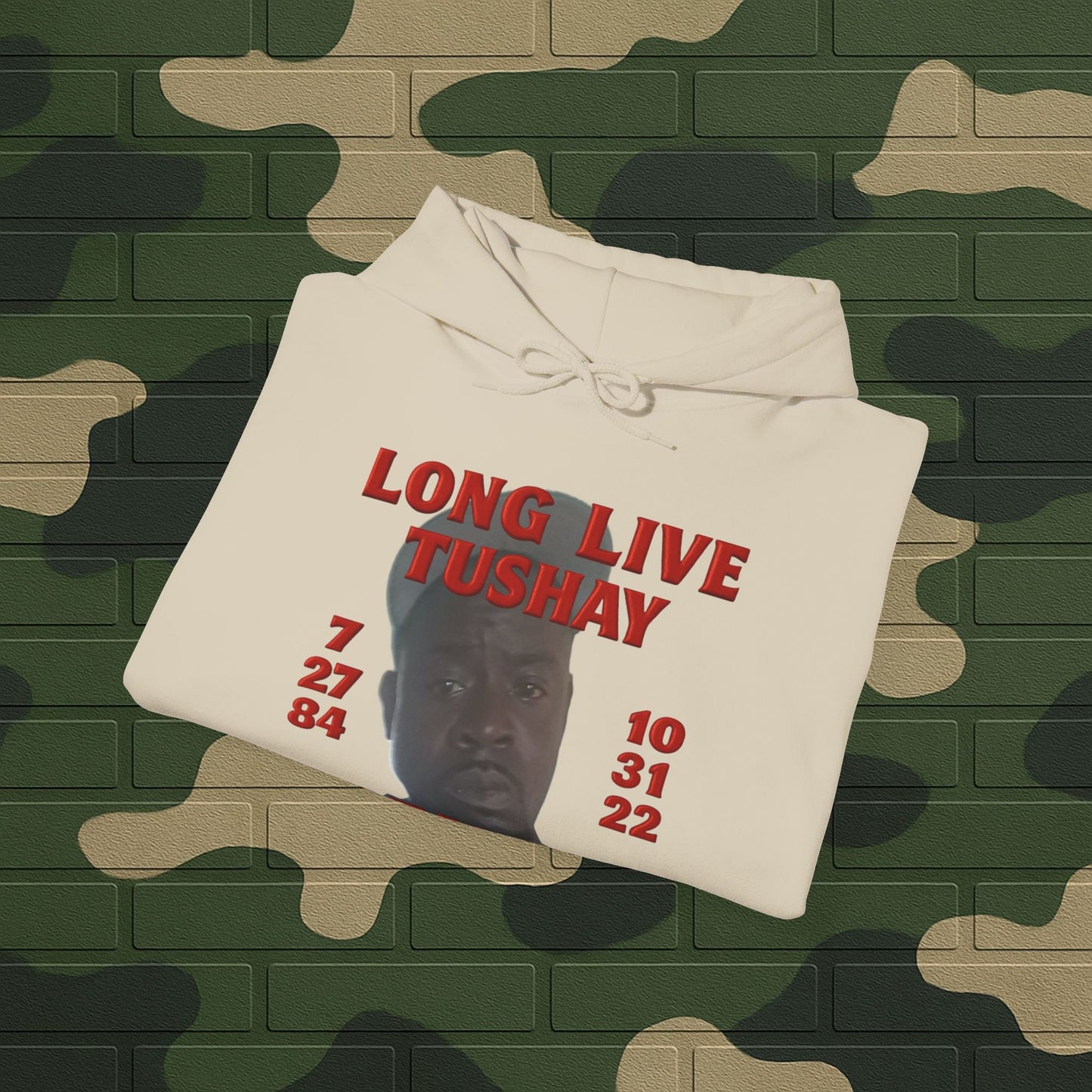 Hoodie — "Long Live Tushay" Memorial Hoodie with Lord's Prayer Back Printify