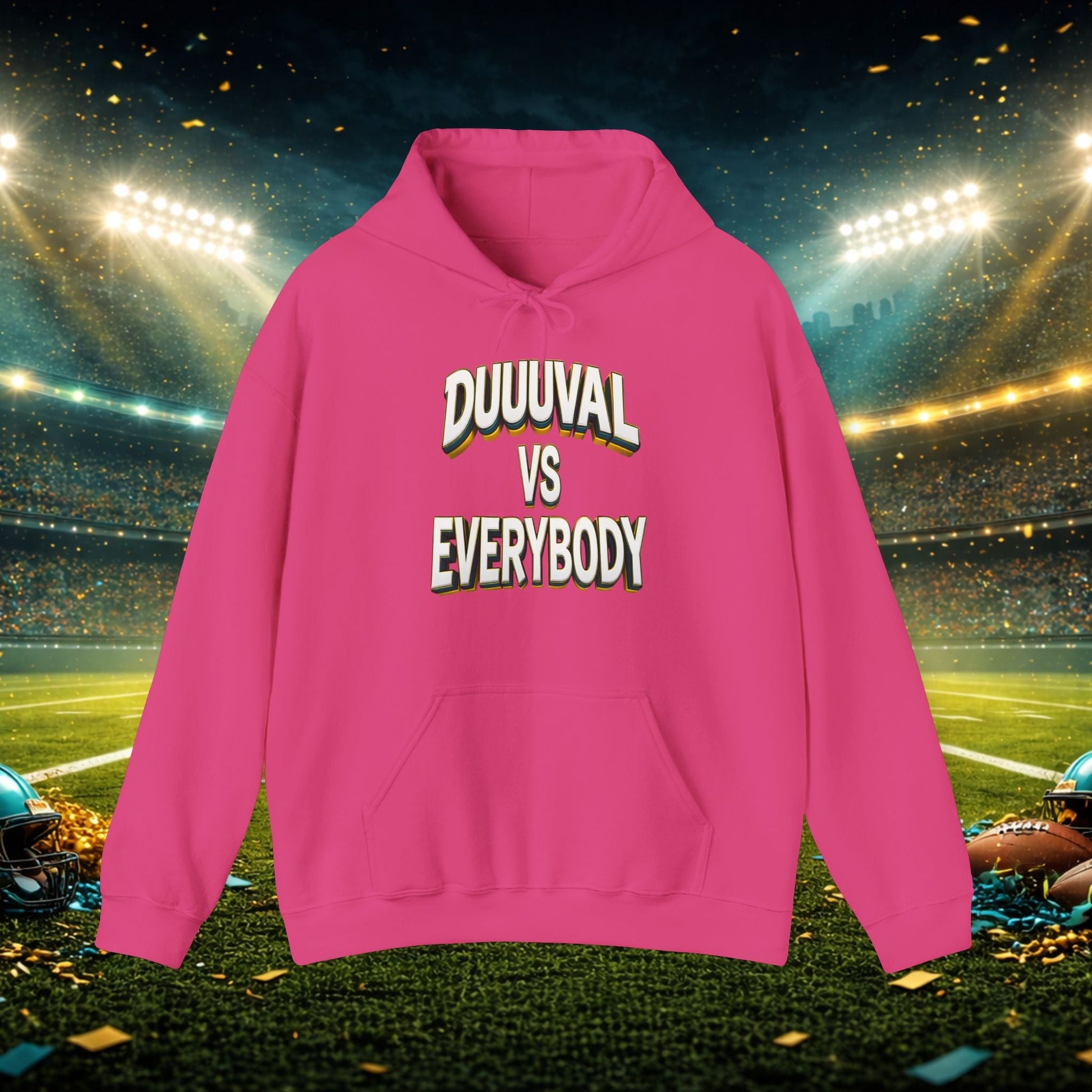 Defend The Bank Hoodie — "DUUUVAL vs EVERYBODY" Jacksonville Streetwear Hoodie Printify