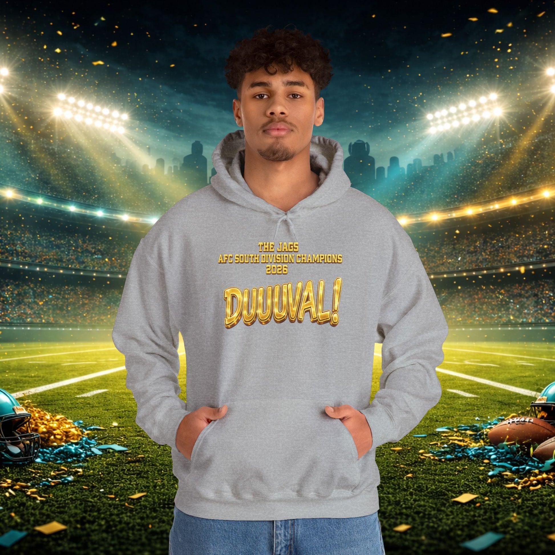 DUUUVAL Football Hoodie – "Locked In, Hunt Every Down" Team Pride Sweatshirt Printify