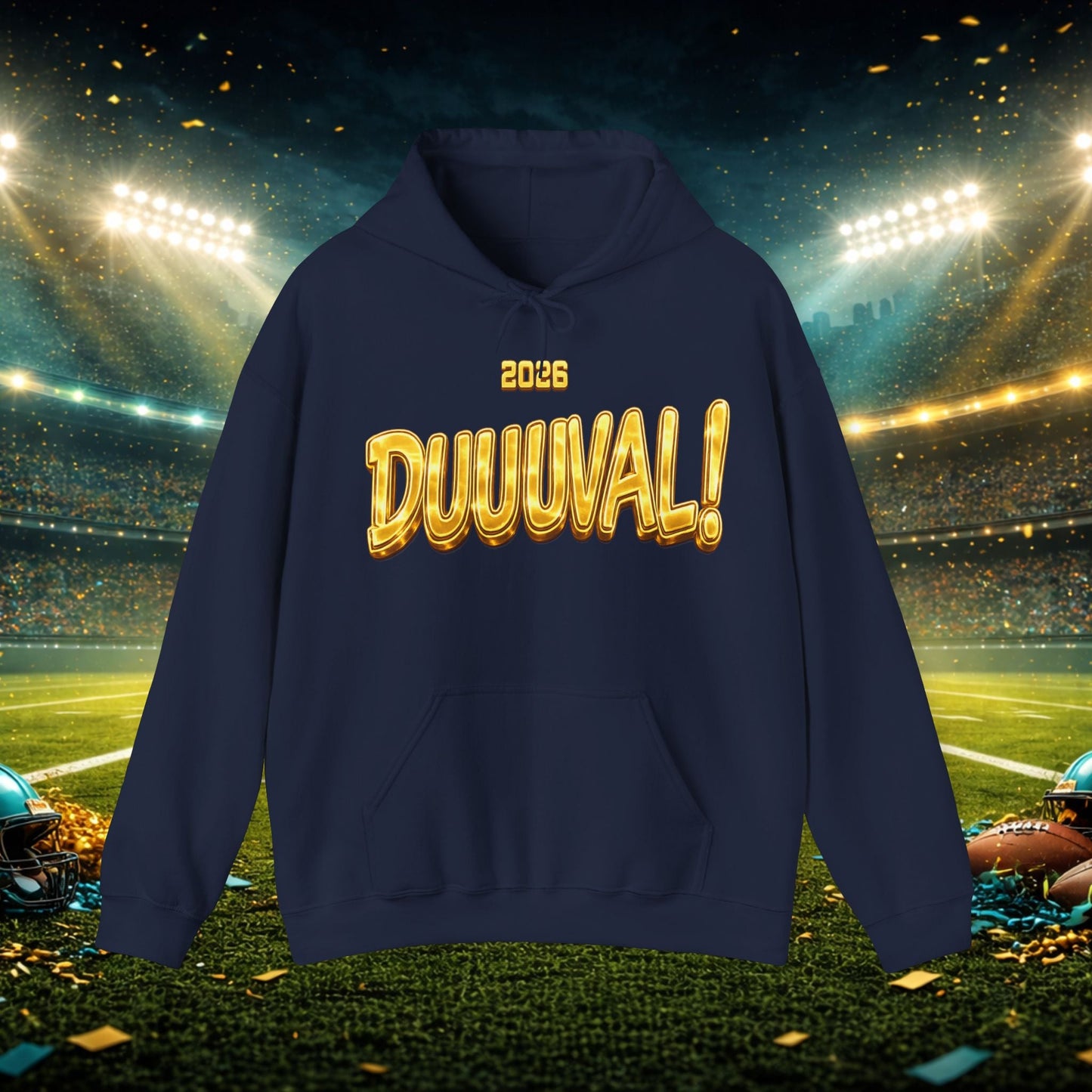 DUUUVAL Football Hoodie – "Locked In, Hunt Every Down" Team Pride Sweatshirt Printify
